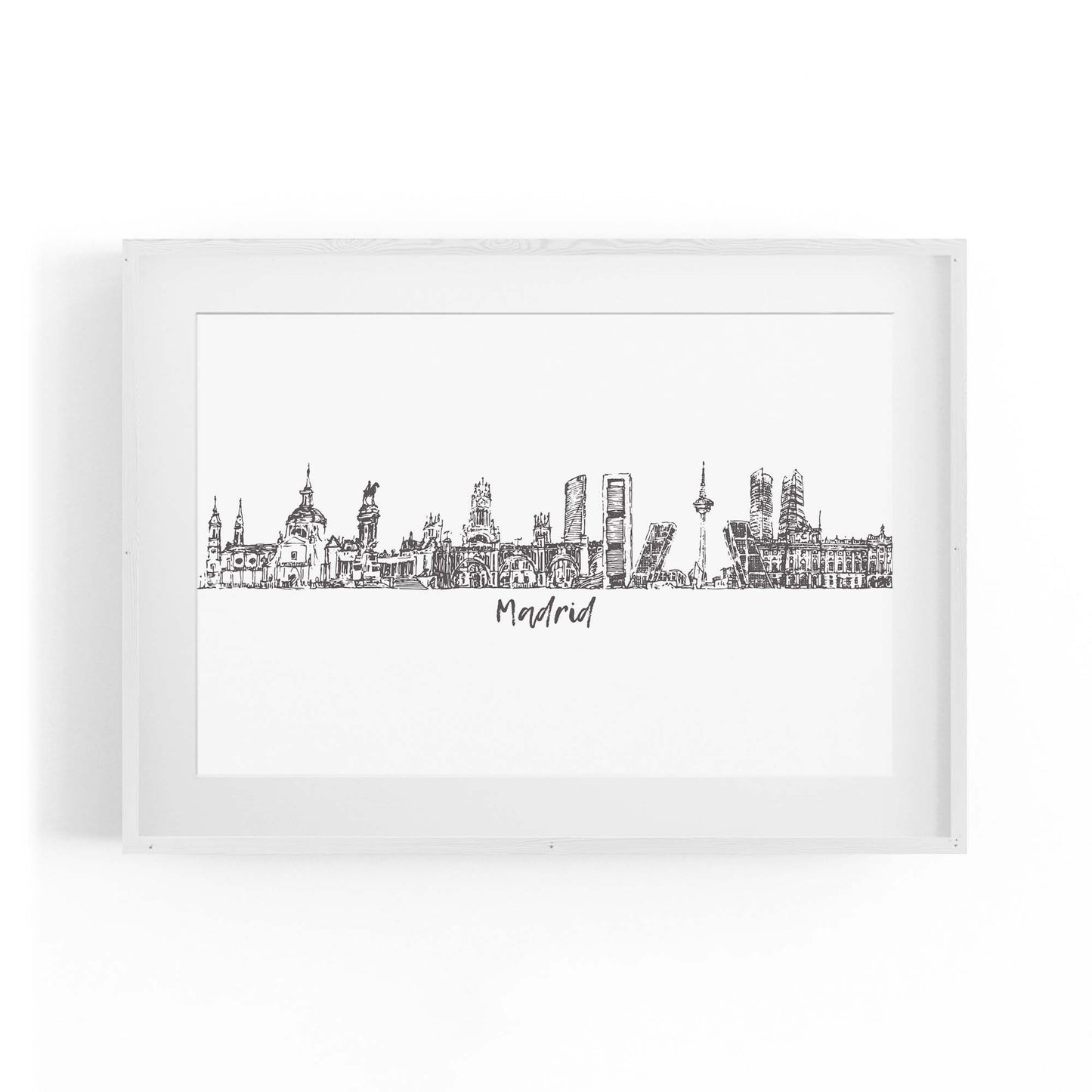 Madrid Spain Cityscape Drawing Travel Wall Art - The Affordable Art Company