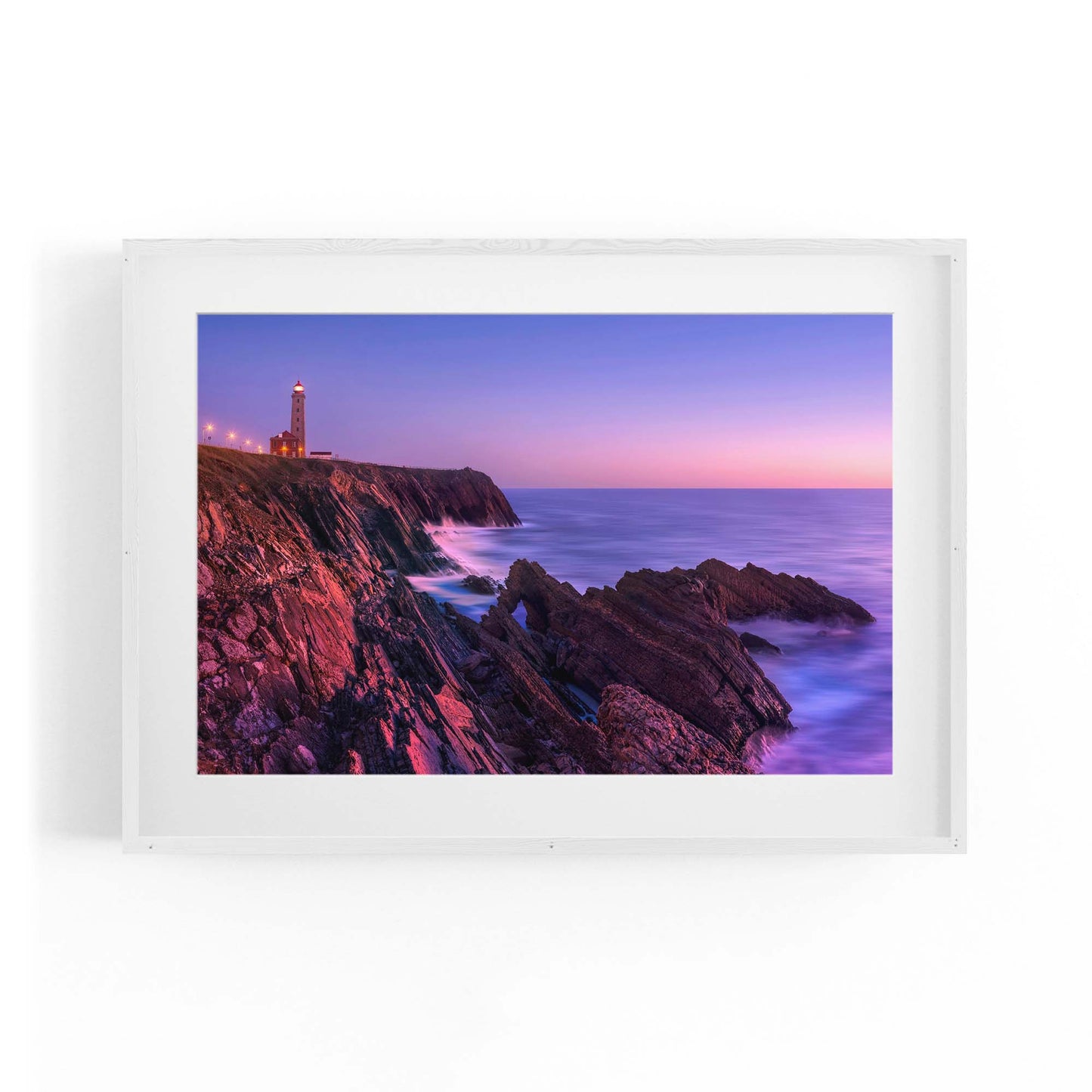 Lighthouse Sunset Photograph Coastal Wall Art - The Affordable Art Company