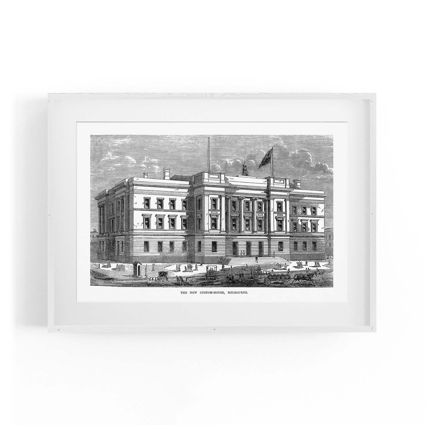 Customs House, Melbourne Vintage Drawing Wall Art - The Affordable Art Company