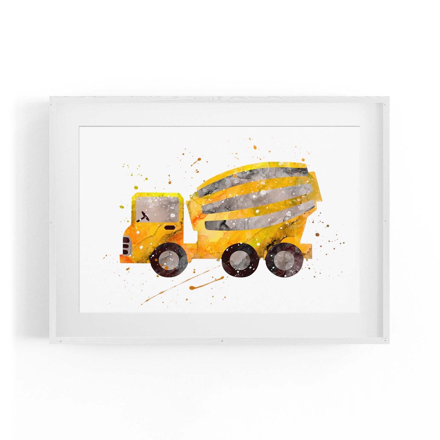 Yellow Mixer Truck Boys Bedroom Nursery Wall Art - The Affordable Art Company