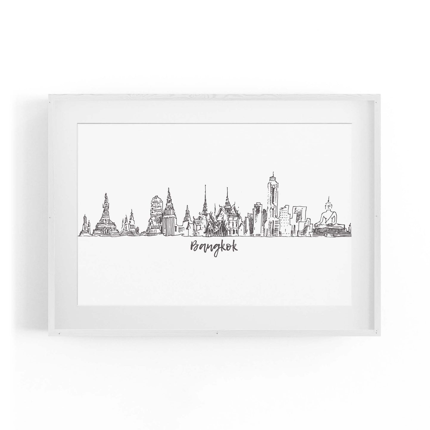 Bangkok Thailand Drawing Minimal Travel Wall Art - The Affordable Art Company