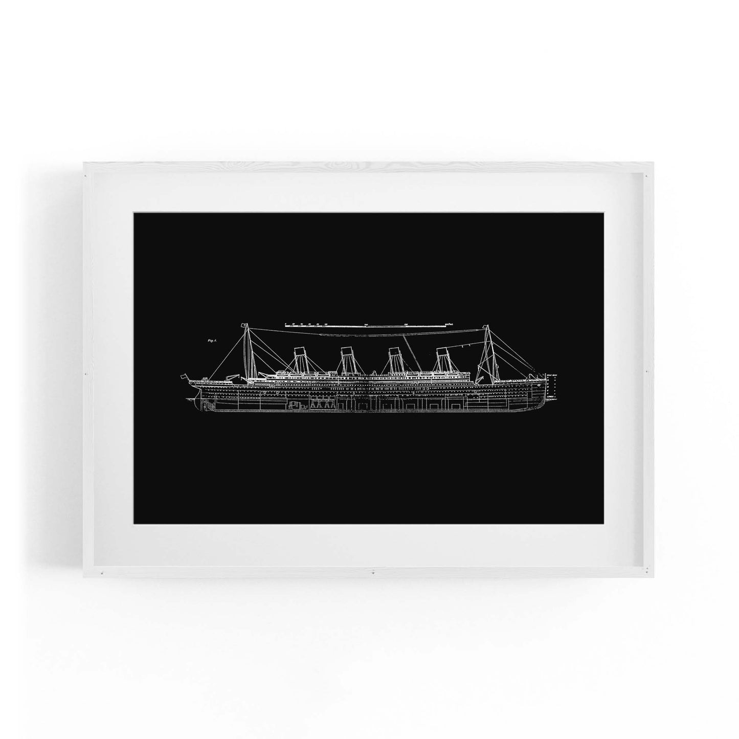Vintage Titanic Plans Schematic White Wall Art #2 - The Affordable Art Company