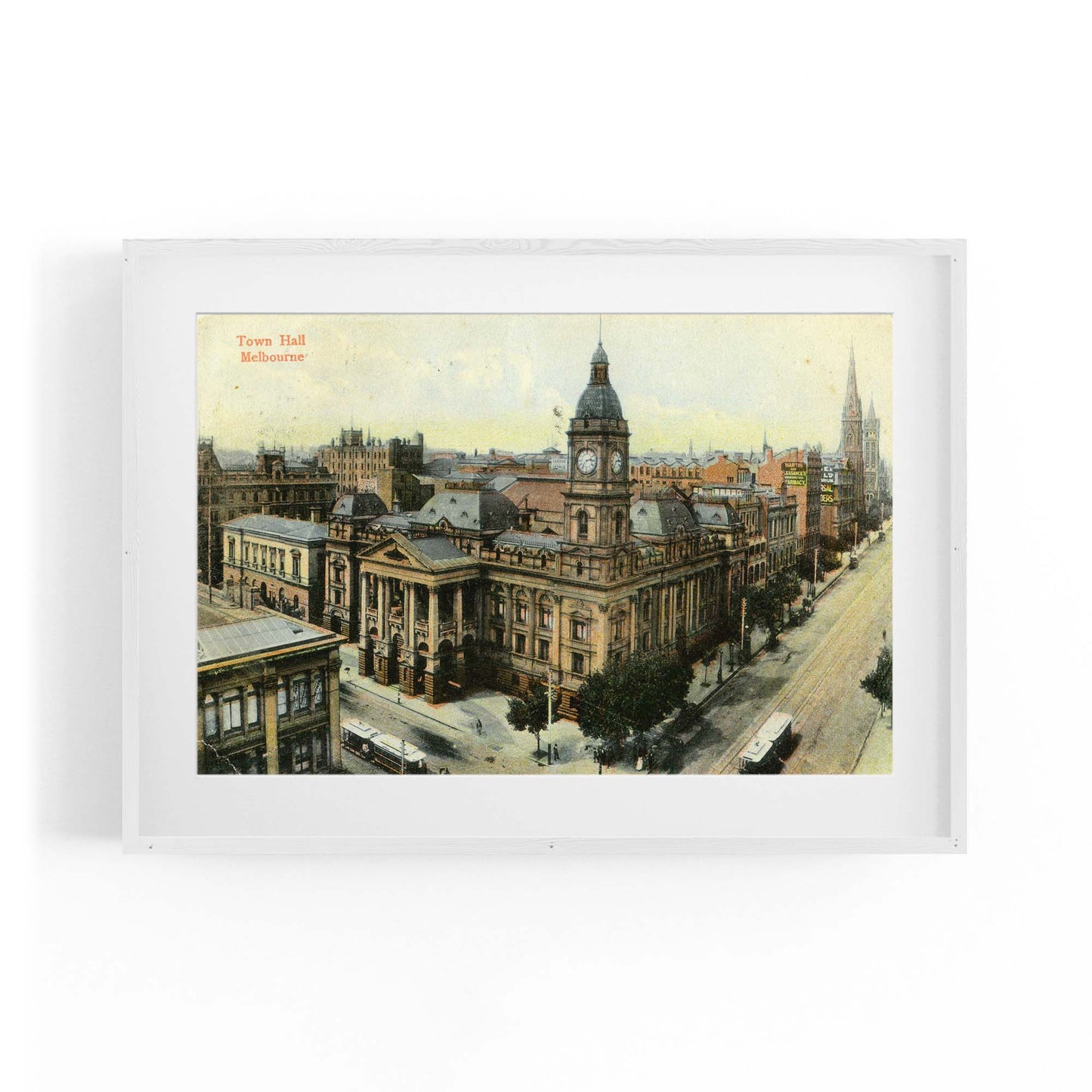 Town Hall, Melbourne Vintage Painting Wall Art #1 - The Affordable Art Company