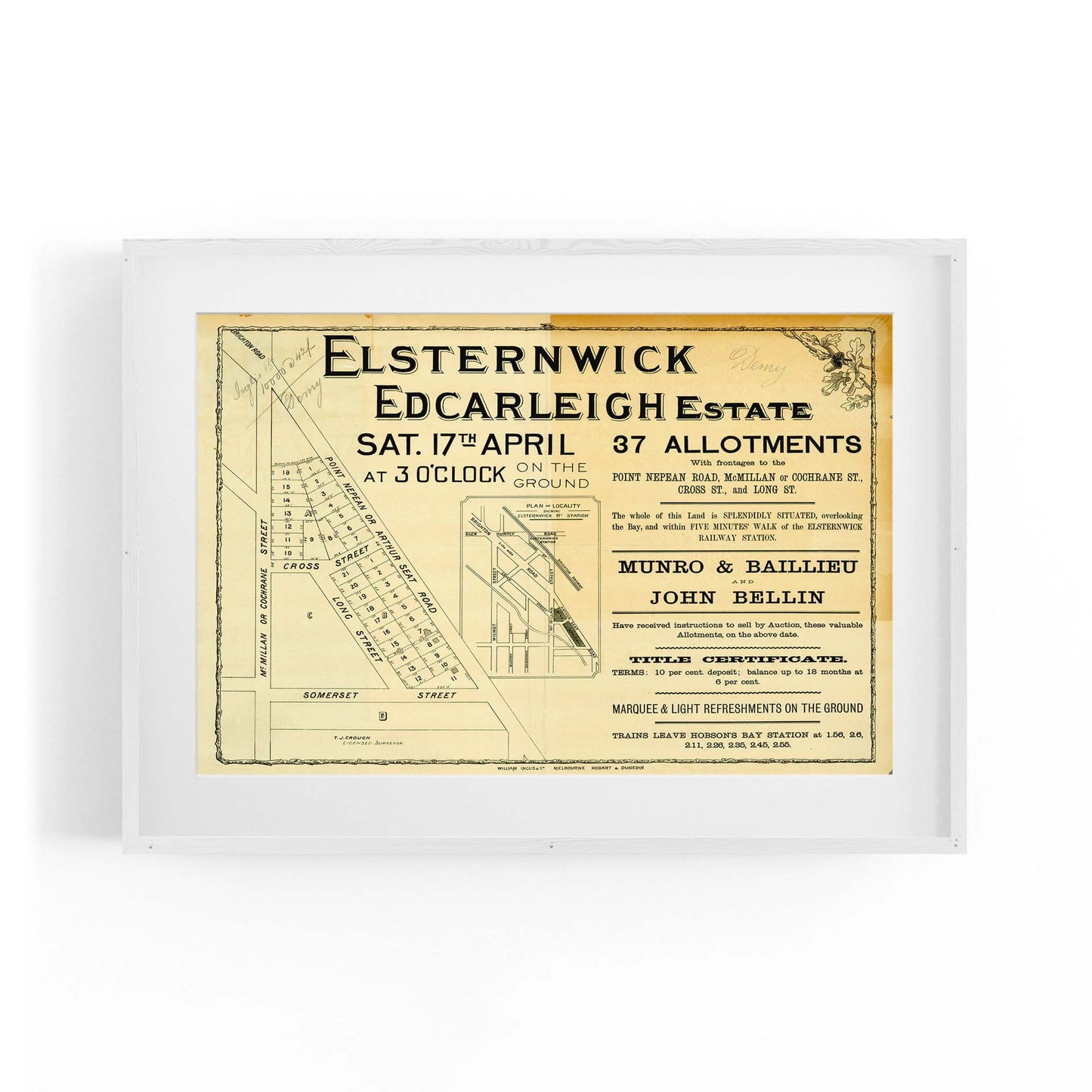 Elsternwick Melbourne Vintage Real Estate Advert Art - The Affordable Art Company