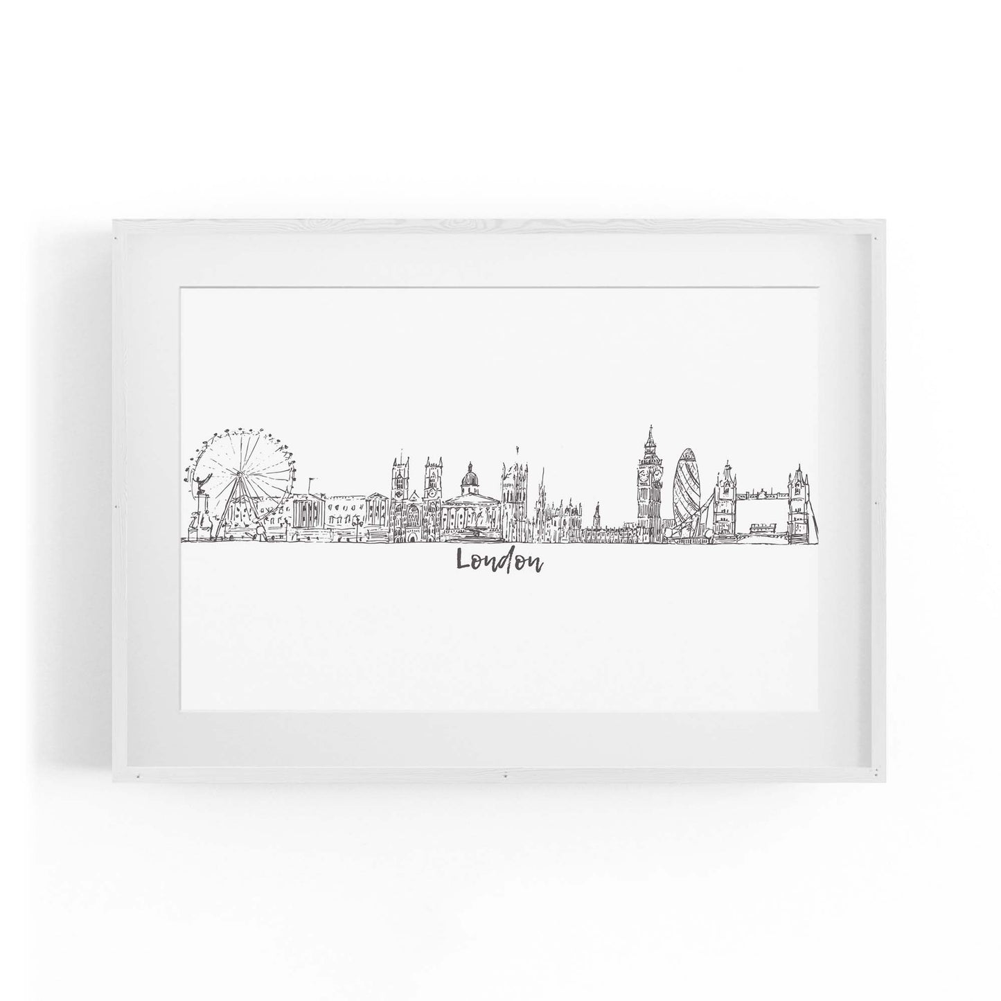 London Drawing Cityscape Travel Minimal Wall Art - The Affordable Art Company