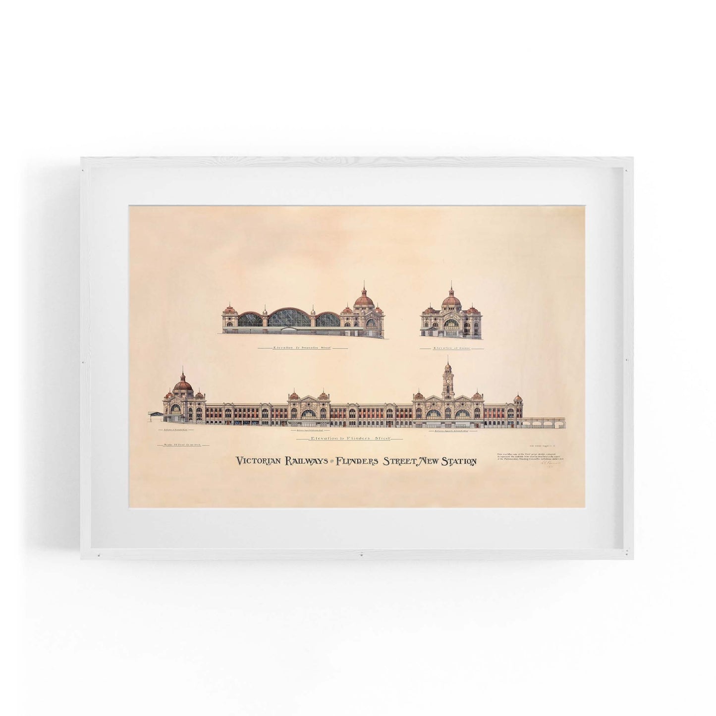 Flinders St Station Melbourne Vintage Drawing Art #1 - The Affordable Art Company