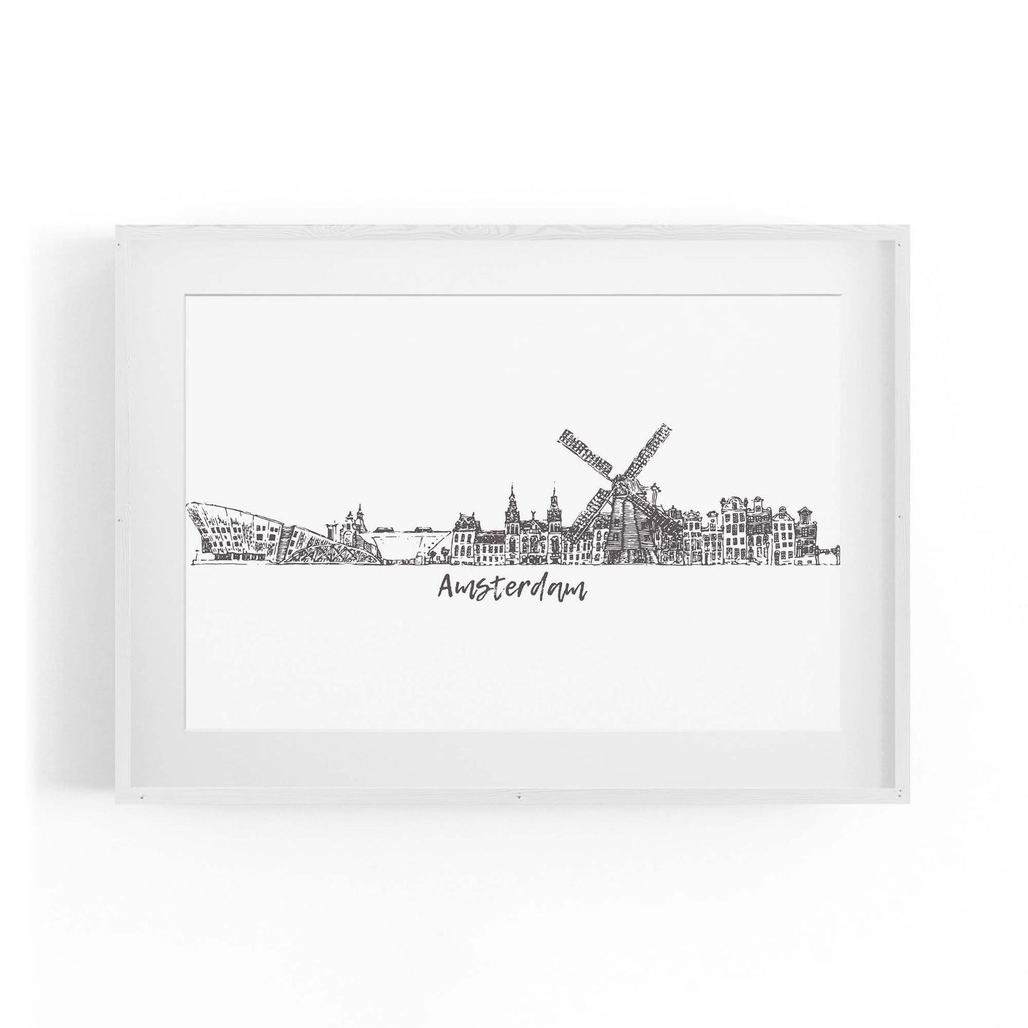 Amsterdam Drawing Travel Minimal Wall Art - The Affordable Art Company