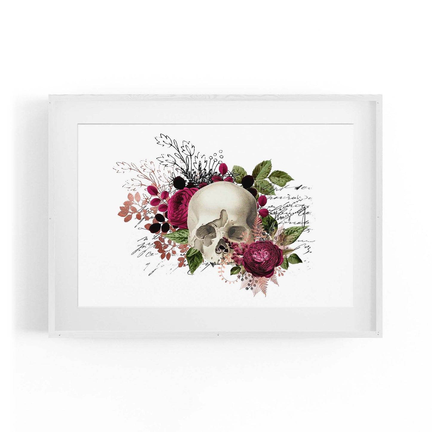 Purple Floral Skull Fashion Girls Bedroom Wall Art #1 - The Affordable Art Company