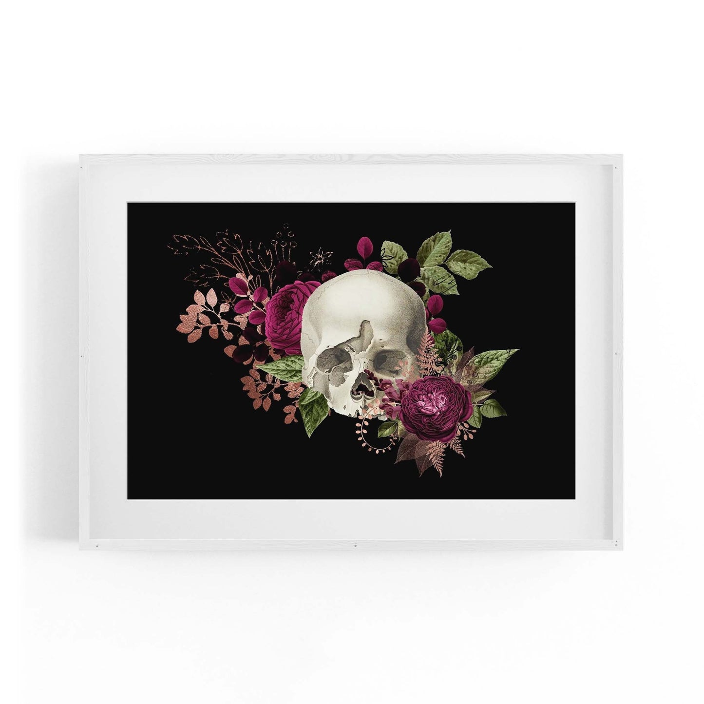 Purple Floral Skull Fashion Girls Bedroom Wall Art #2 - The Affordable Art Company