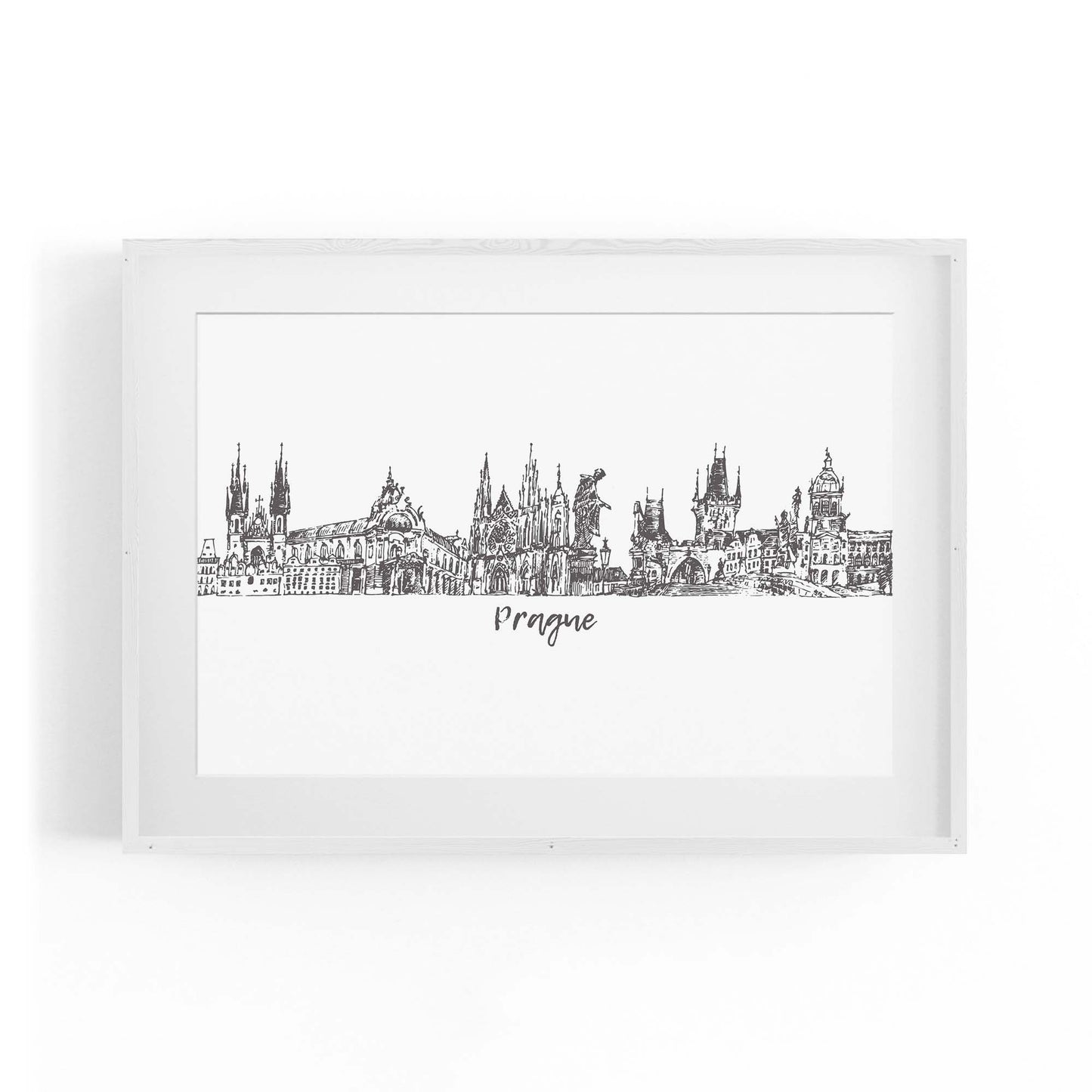 Prague Czech Cityscape Minimal Painting Wall Art #3 - The Affordable Art Company