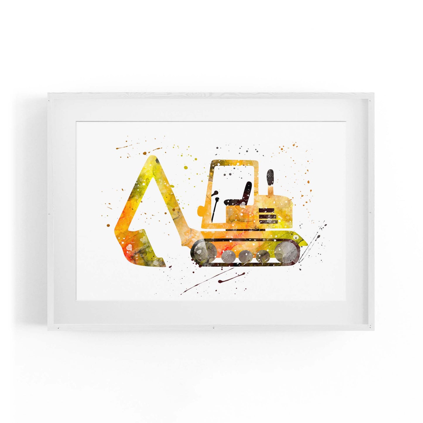 Yellow Digger Boys Bedroom Nursery Toddler Art #2 - The Affordable Art Company