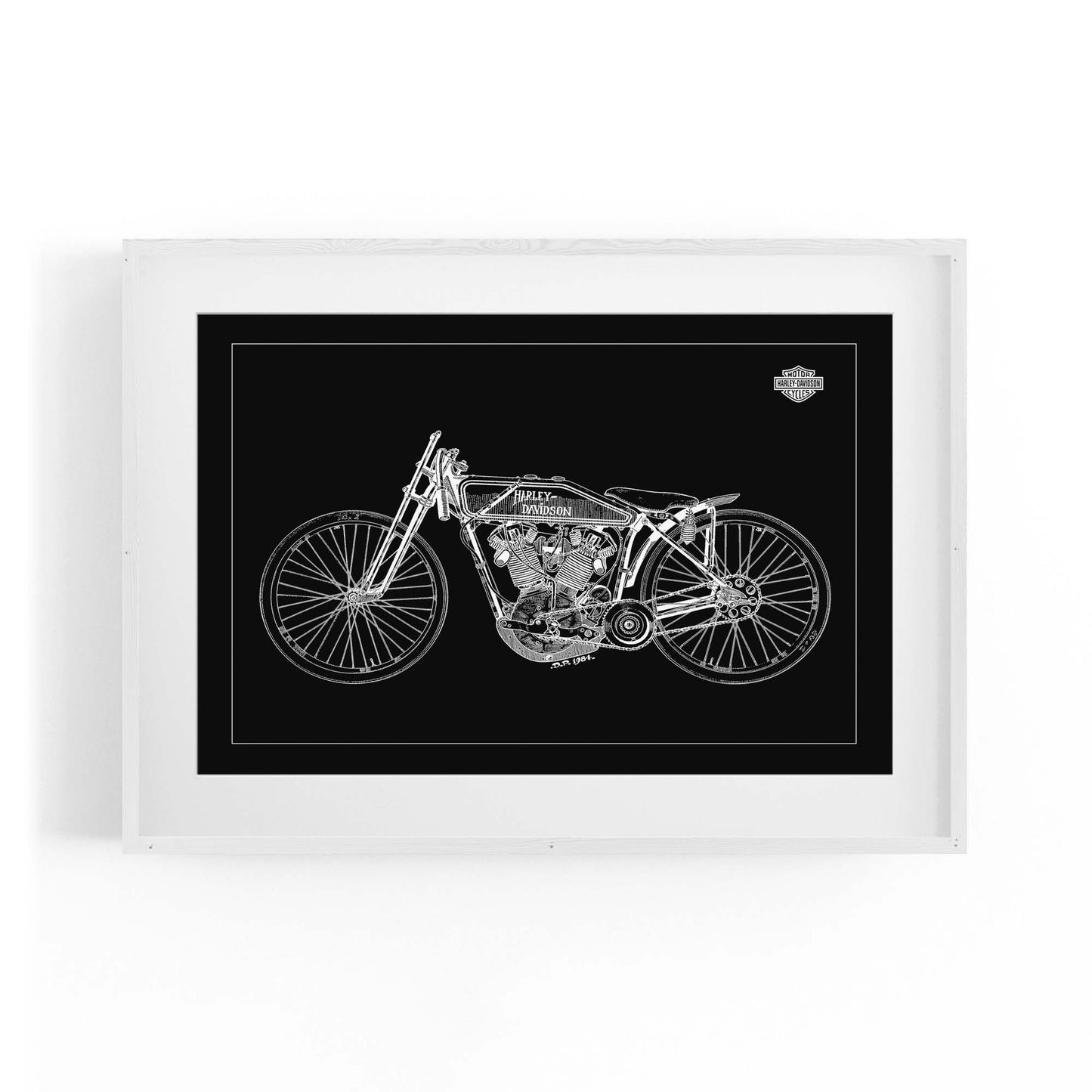 Harley Davidson Motorcycle Patent Black Wall Art - The Affordable Art Company