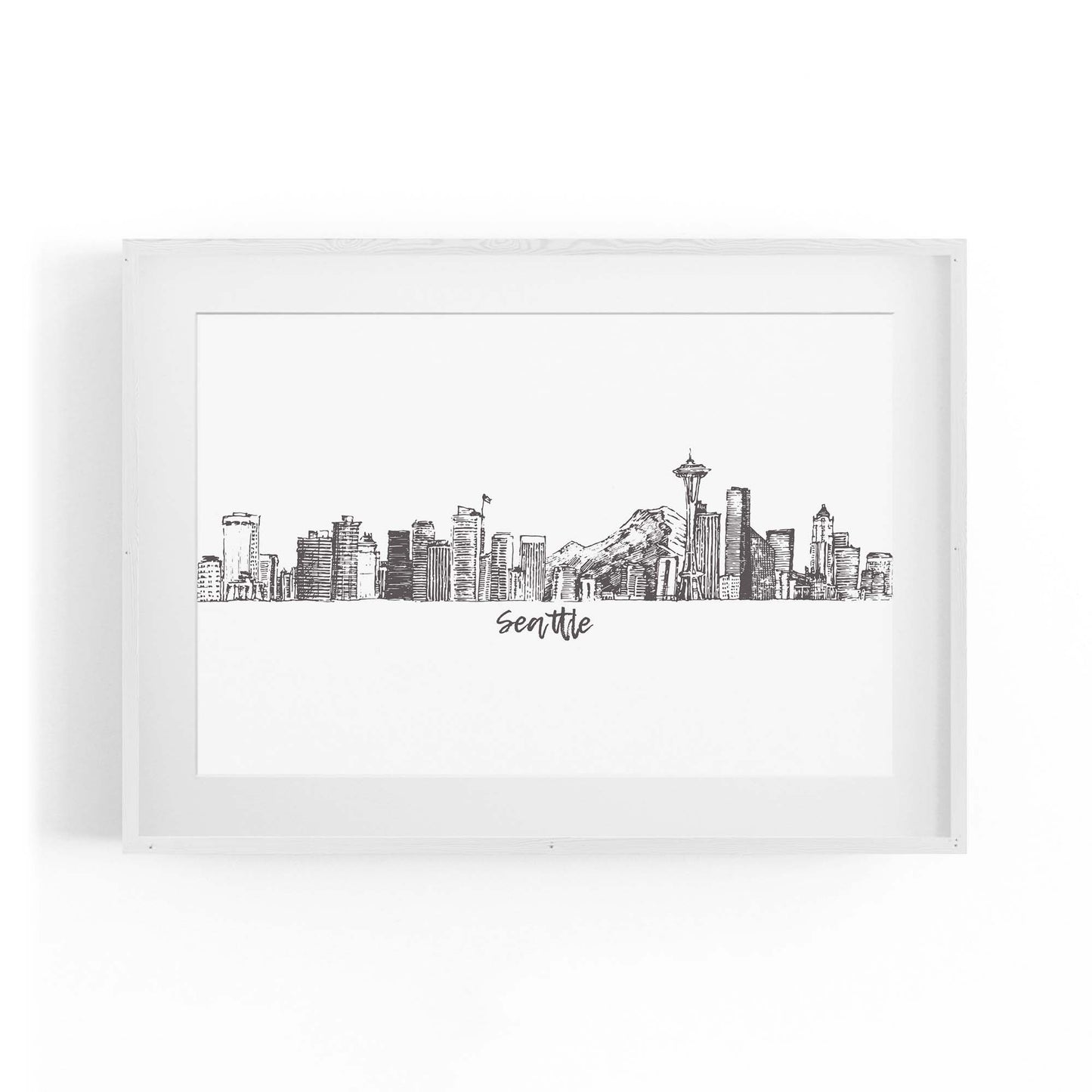 Seattle USA Cityscape Drawing Minimal Wall Art - The Affordable Art Company