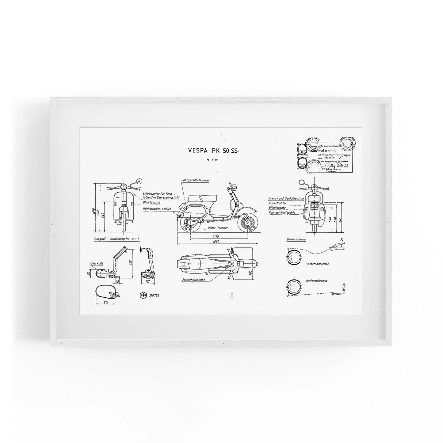 Vintage Vespa Patent White Patent Wall Art #2 - The Affordable Art Company