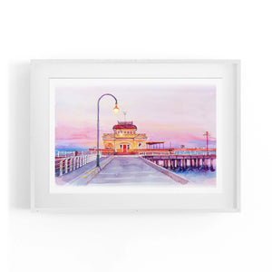 St Kilda Pier Watercolour Painting Melbourne Art - The Affordable Art Company
