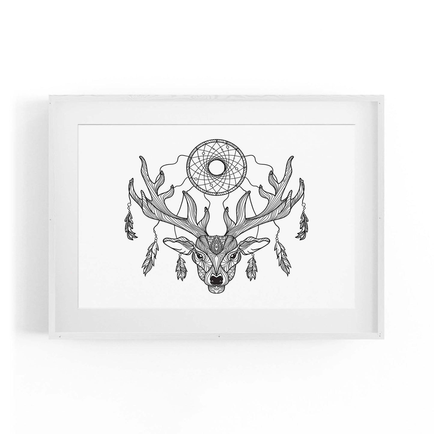 Dream Catcher Deer Drawing Bedroom Wall Art - The Affordable Art Company