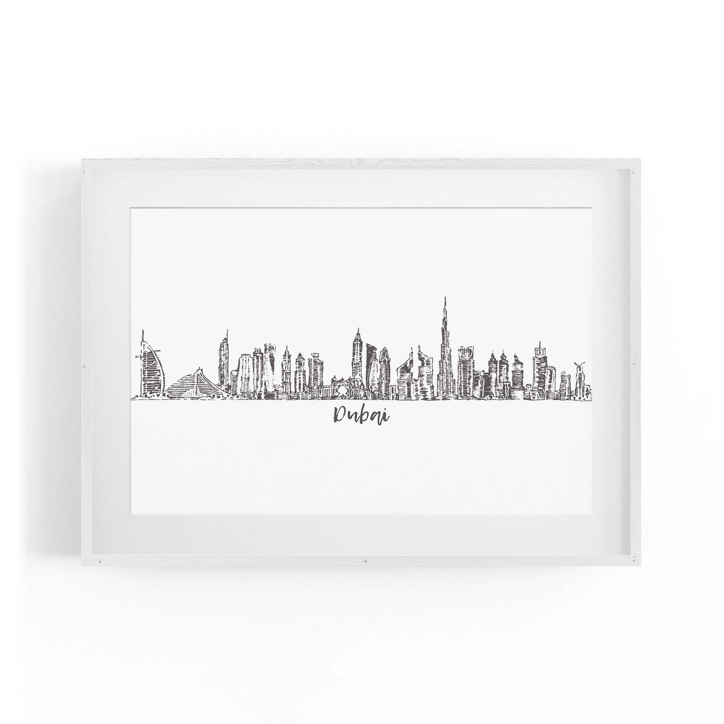 Dubai UAE Cityscape Drawing Minimal Wall Art - The Affordable Art Company