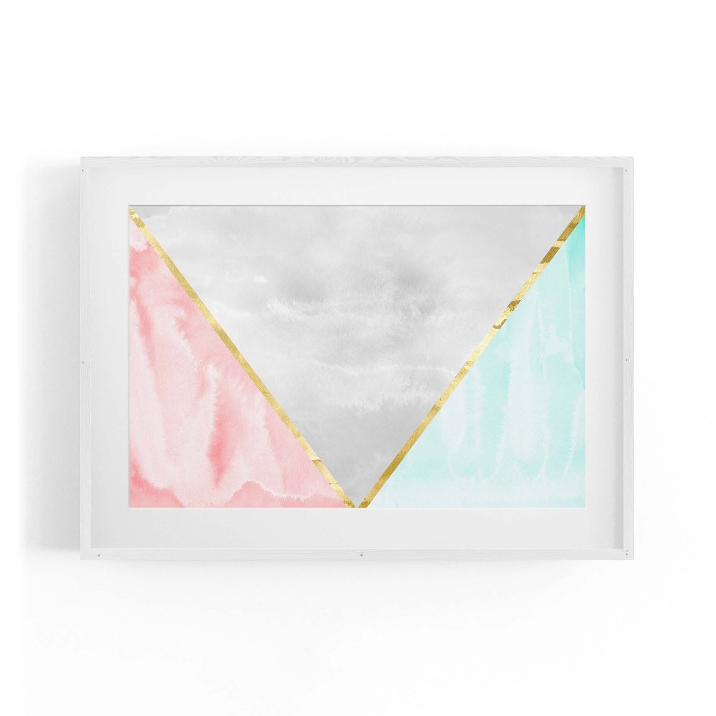 Abstract Pink and Blue Geometric Minimal Wall Art - The Affordable Art Company