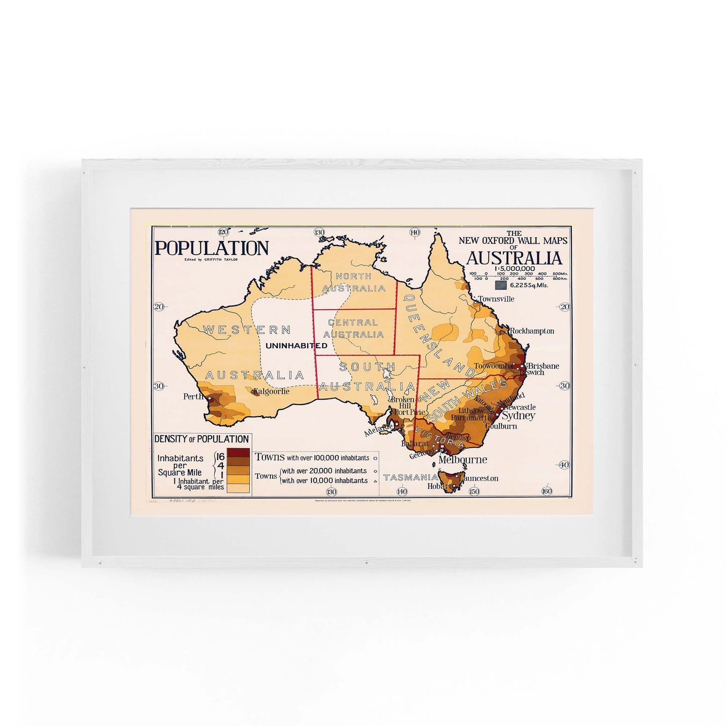 Australian Vintage Map Population Wall Art - The Affordable Art Company