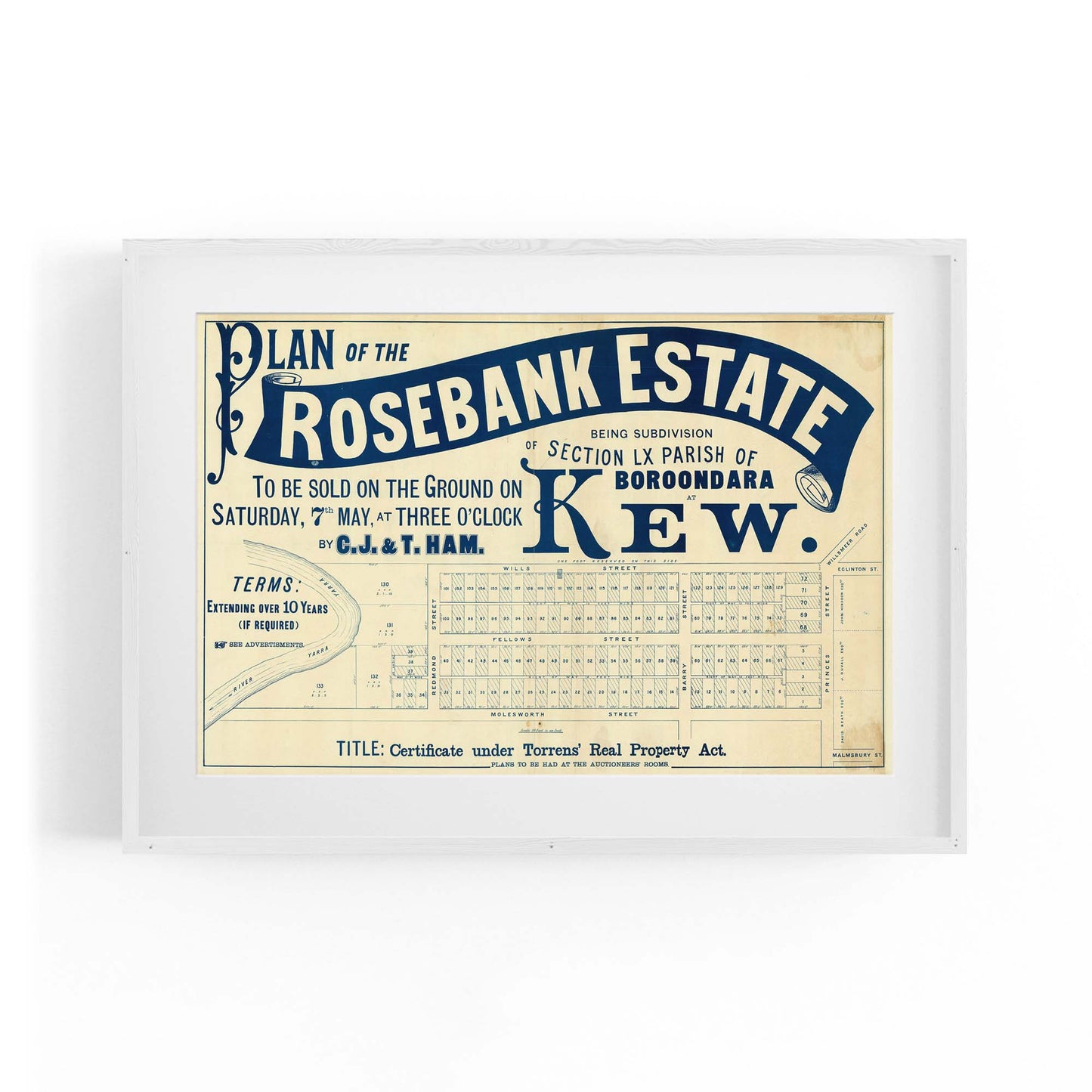 Kew Melbourne Vintage Real Estate Advert Wall Art #1 - The Affordable Art Company