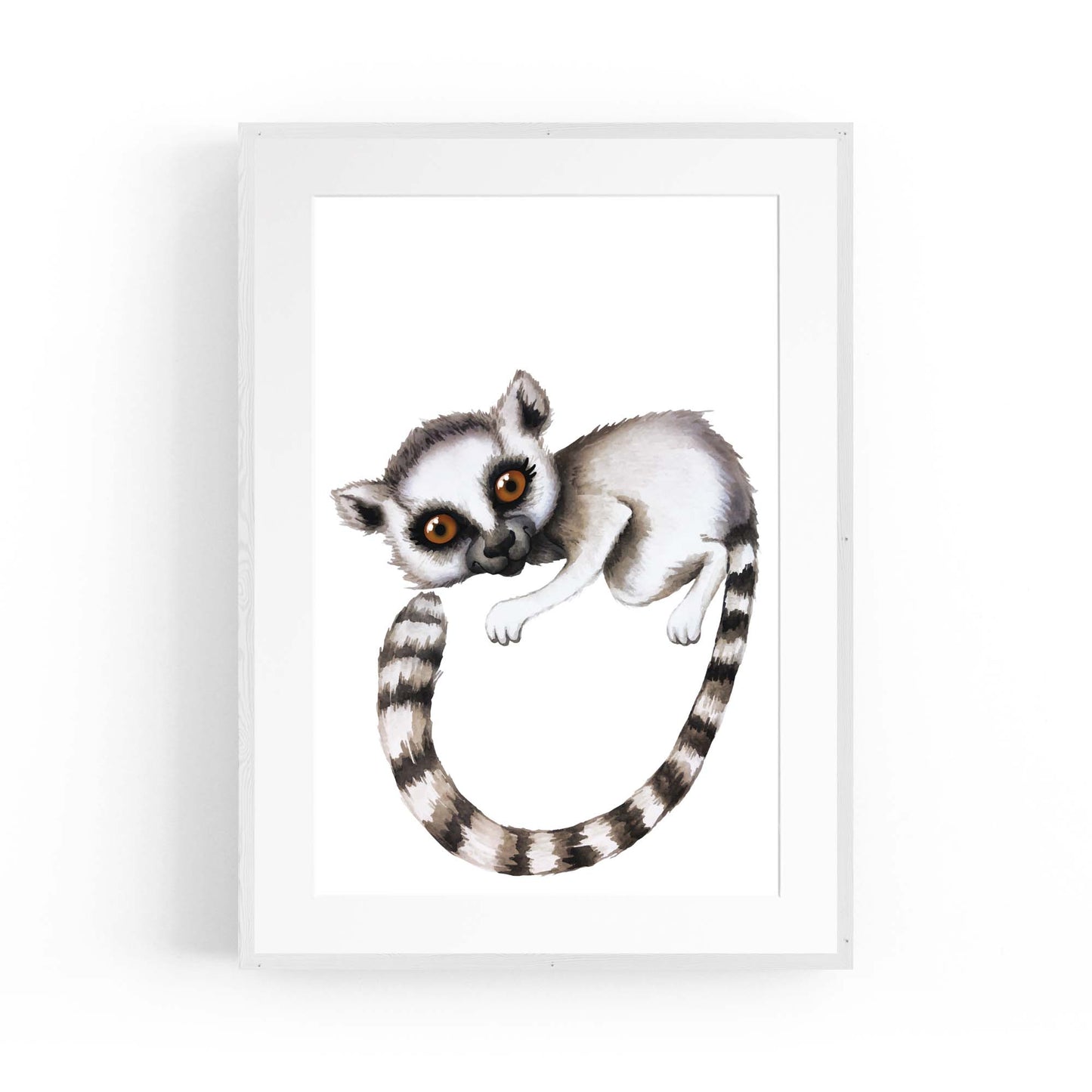 Cartoon Lemur Cute Nursery Baby Animal Wall Art - The Affordable Art Company