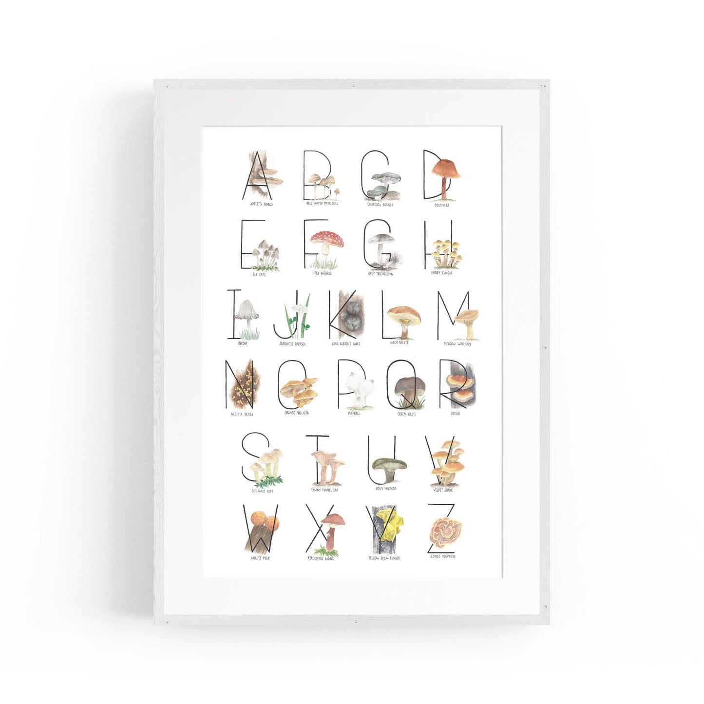 Mushroom Alphabet Kitchen Cafe Vegetarian Wall Art - The Affordable Art Company