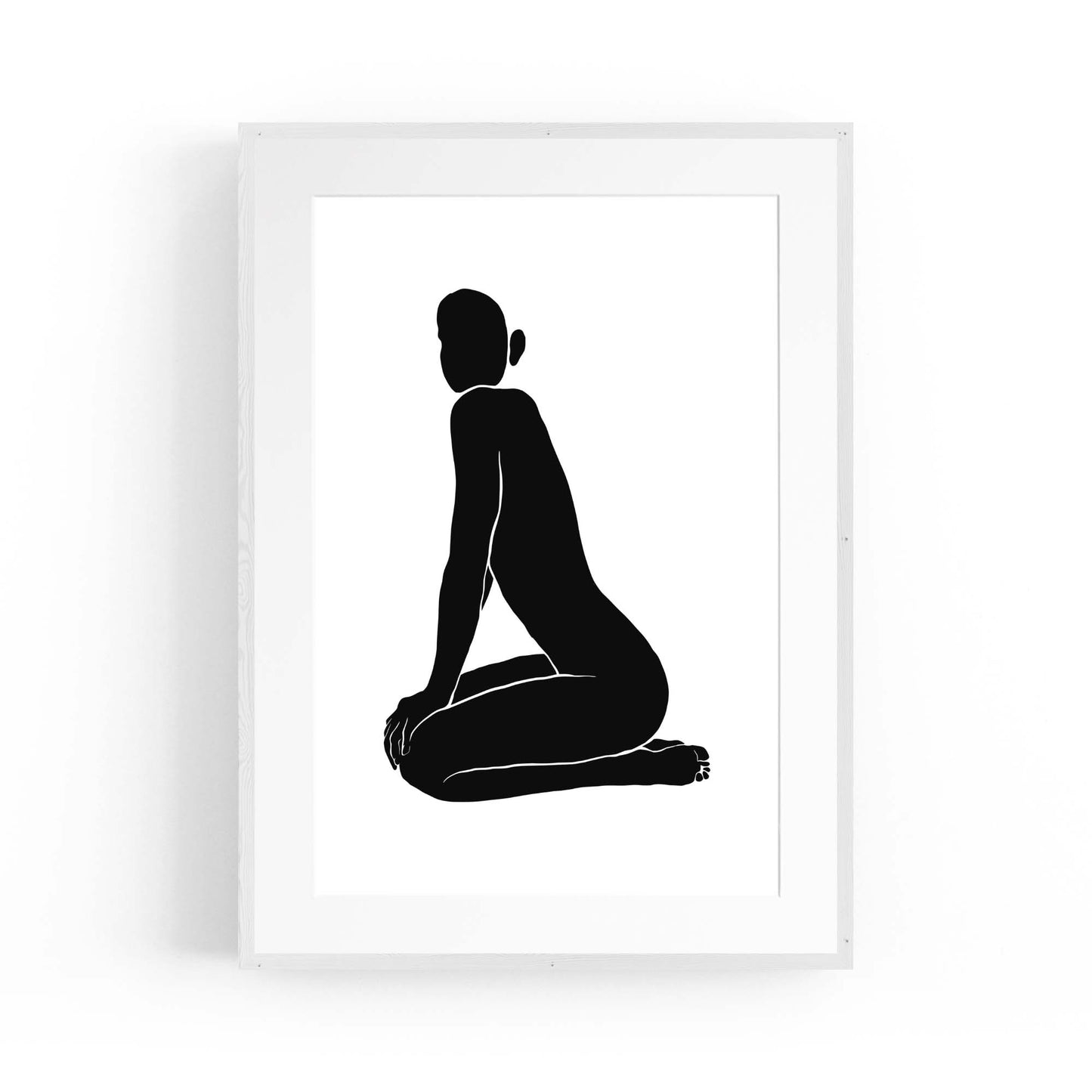 Nude Female Silhouette Retro Minimal Wall Art - The Affordable Art Company