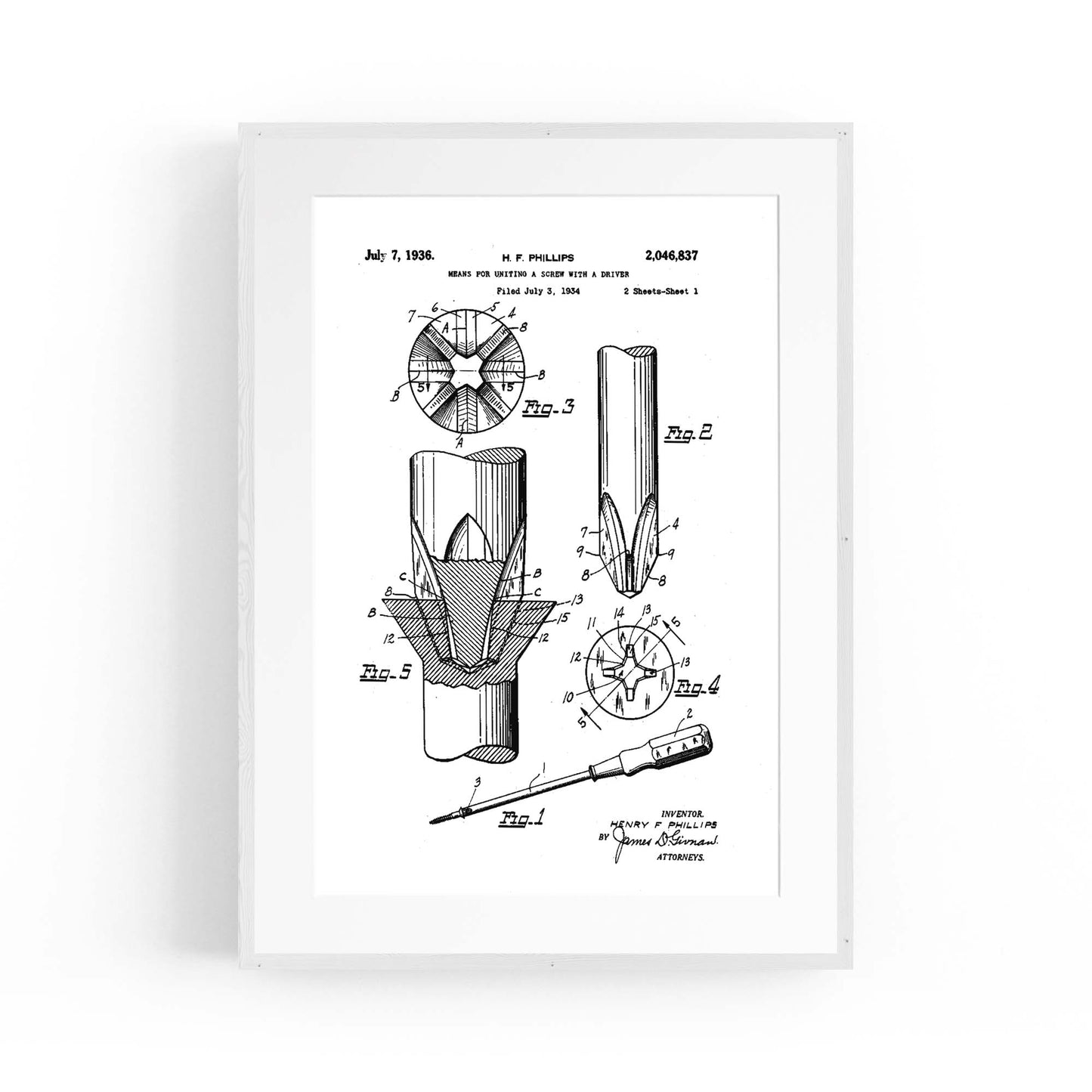 Vintage Phillips Screwdriver Patent Garage Wall Art #2 - The Affordable Art Company