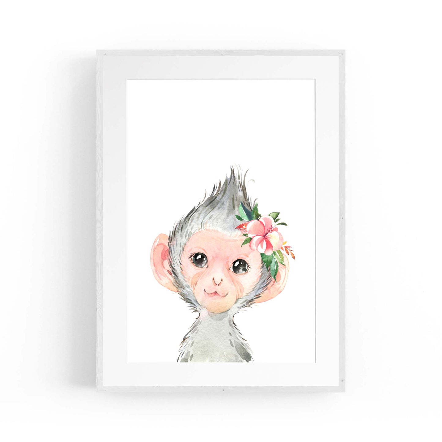 Cute Baby Monkey Nursery Animal Gift Wall Art - The Affordable Art Company