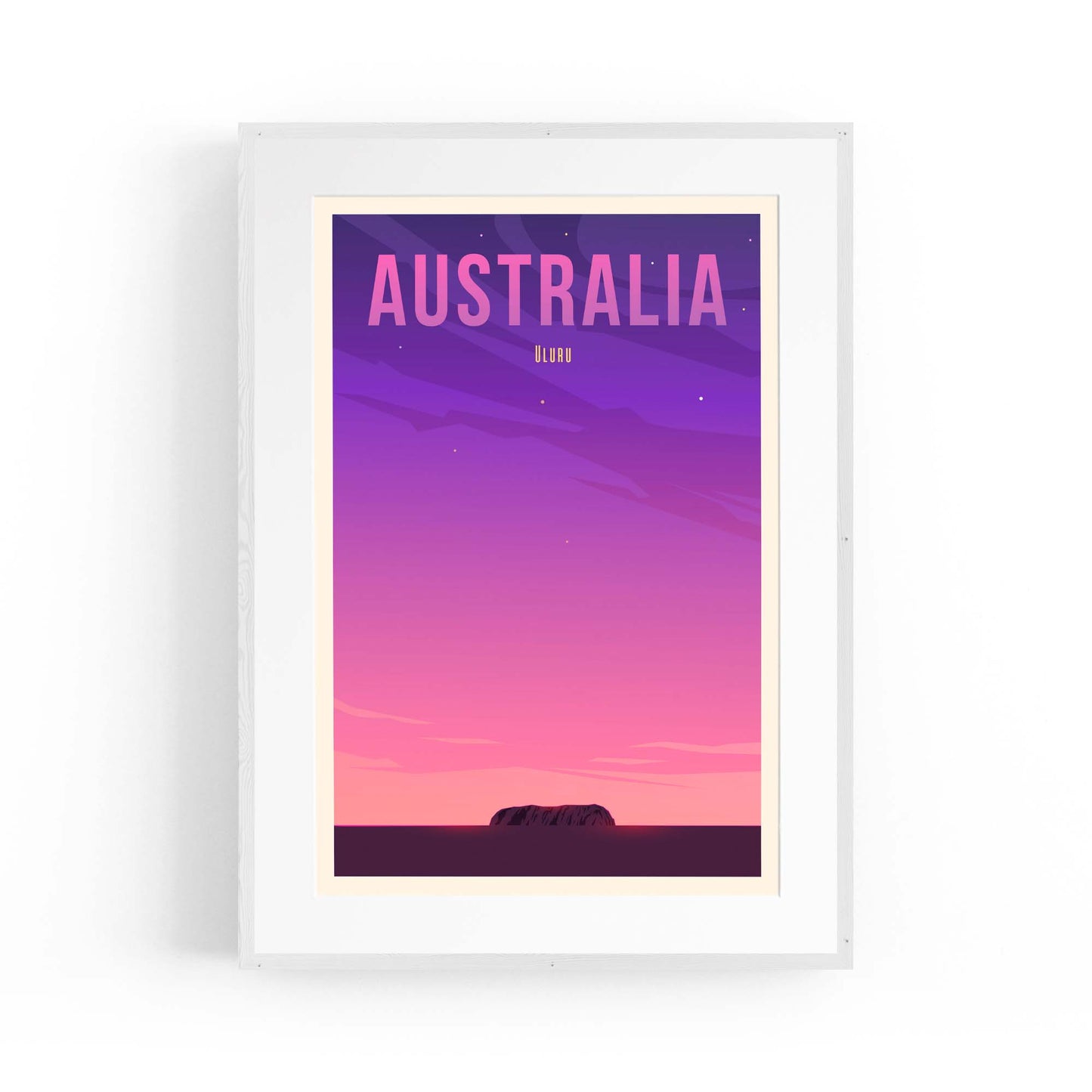 Retro Uluru, Australia Vintage Travel Wall Art - The Affordable Art Company