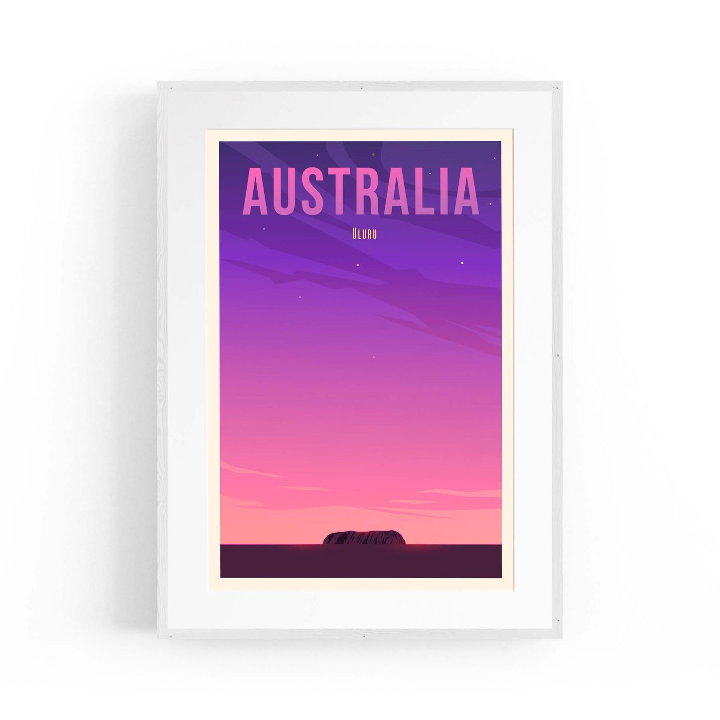 Retro Uluru, Australia Vintage Travel Wall Art - The Affordable Art Company