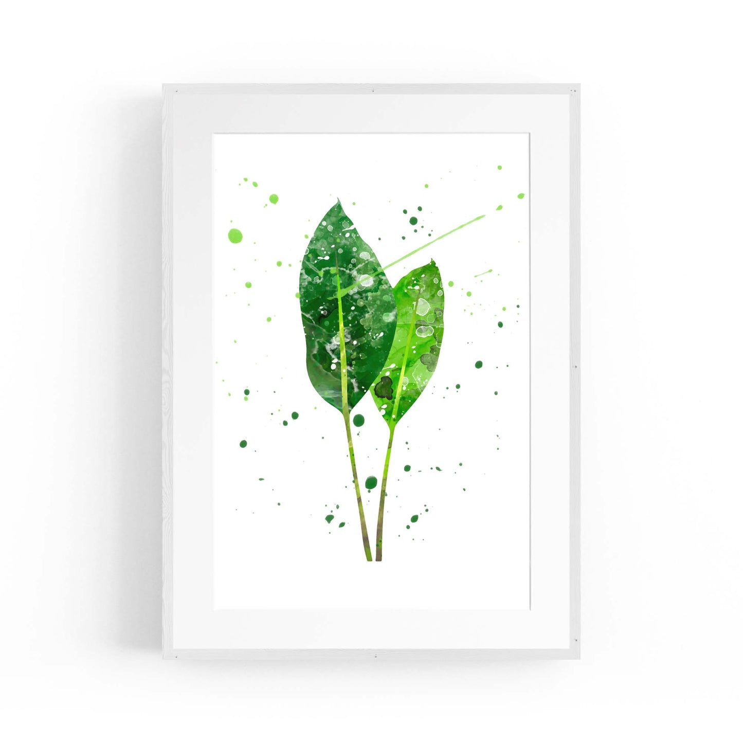 Green Leaf Nature Minimal Painting Wall Art - The Affordable Art Company
