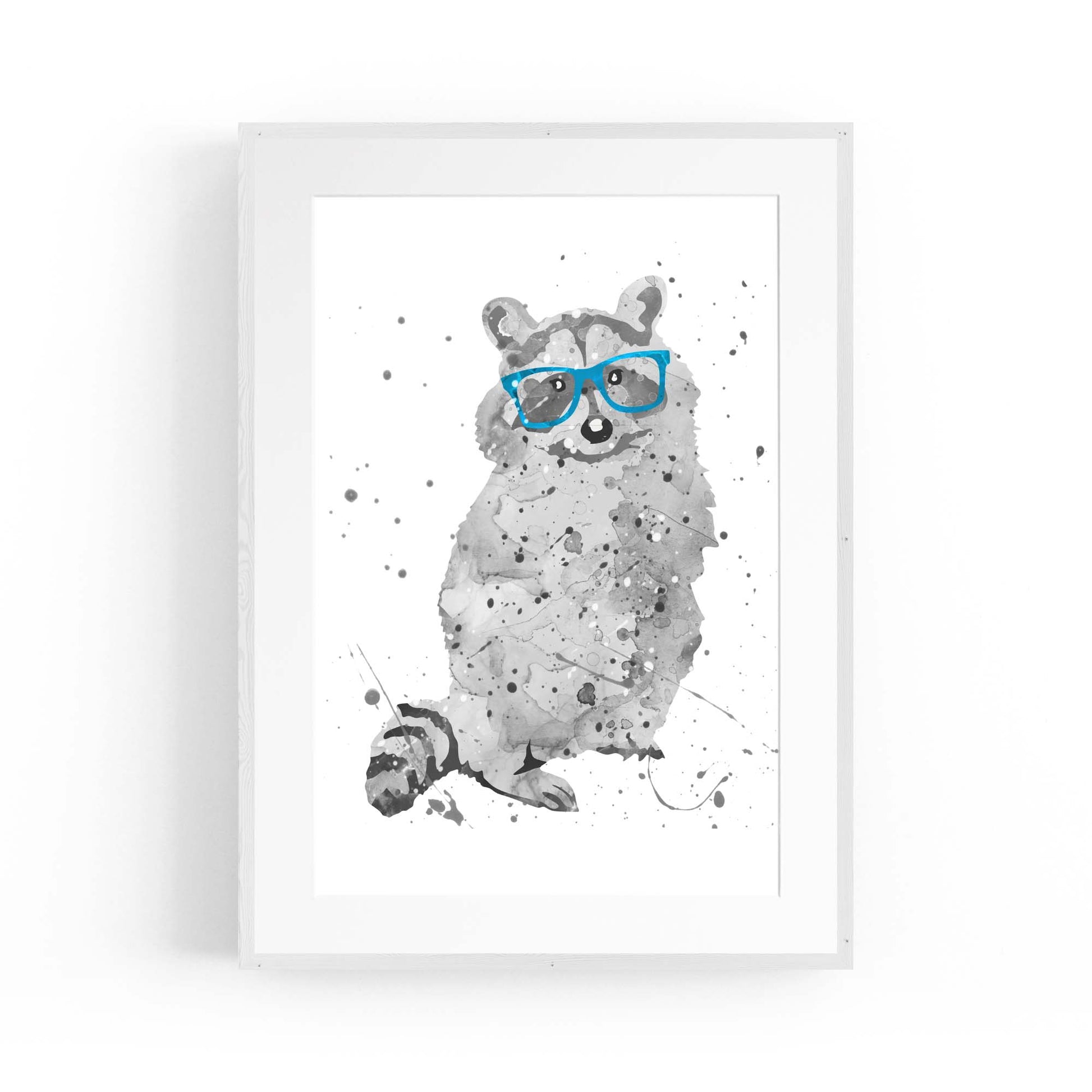Raccoon Nursery Cartoon Cute Baby Wall Art - The Affordable Art Company