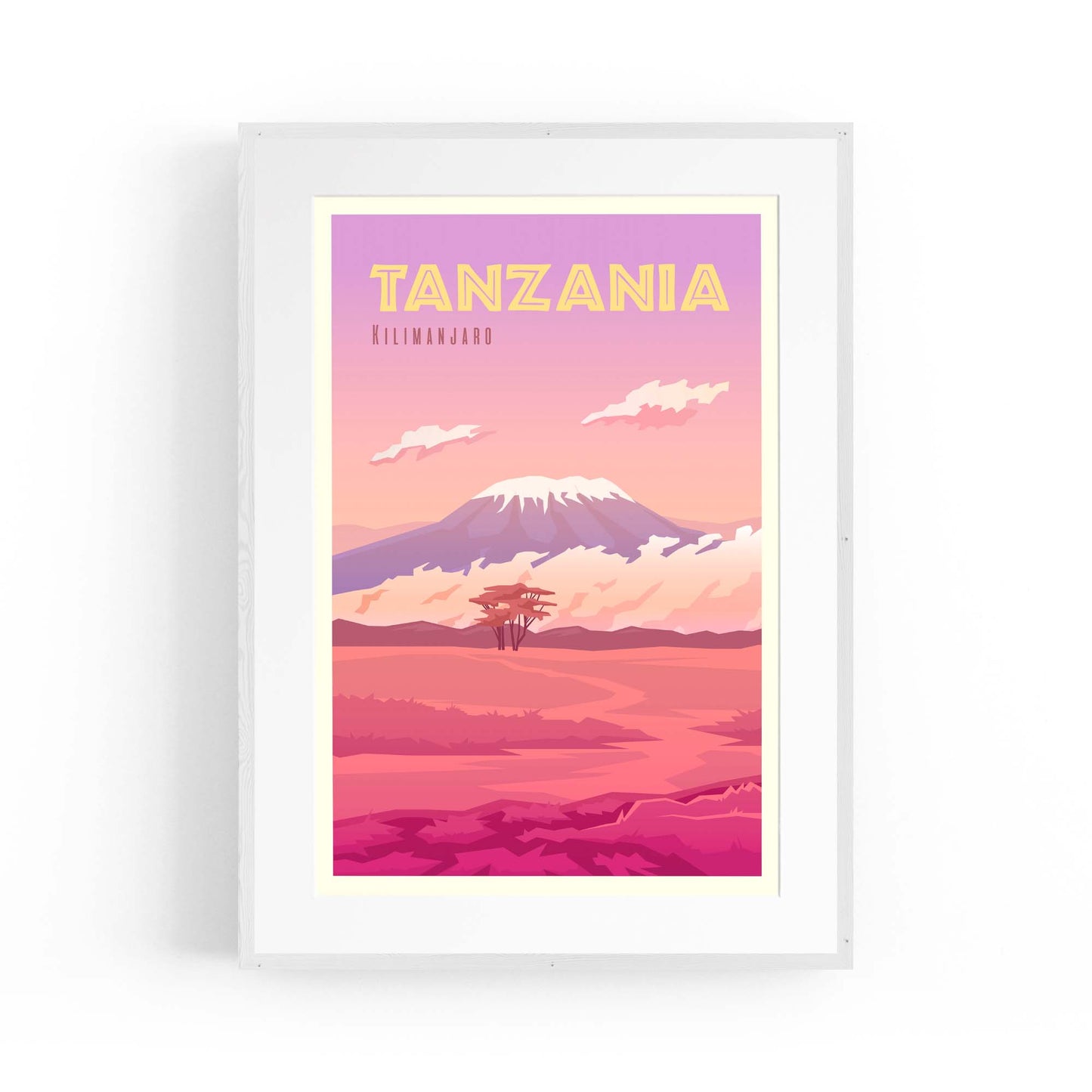 Retro Kilimanjaro, Tanzania Travel Vintage Wall Art - The Affordable Art Company