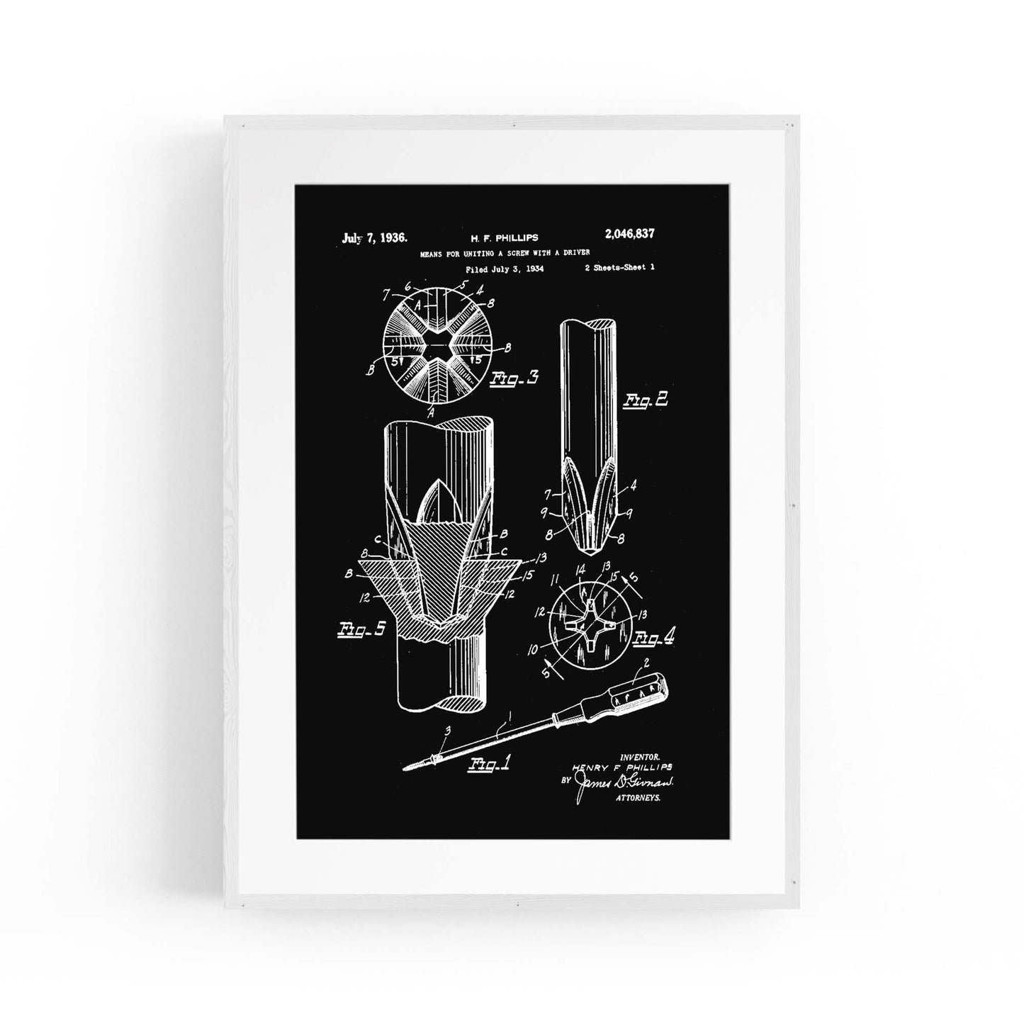 Vintage Phillips Screwdriver Patent Garage Wall Art #1 - The Affordable Art Company