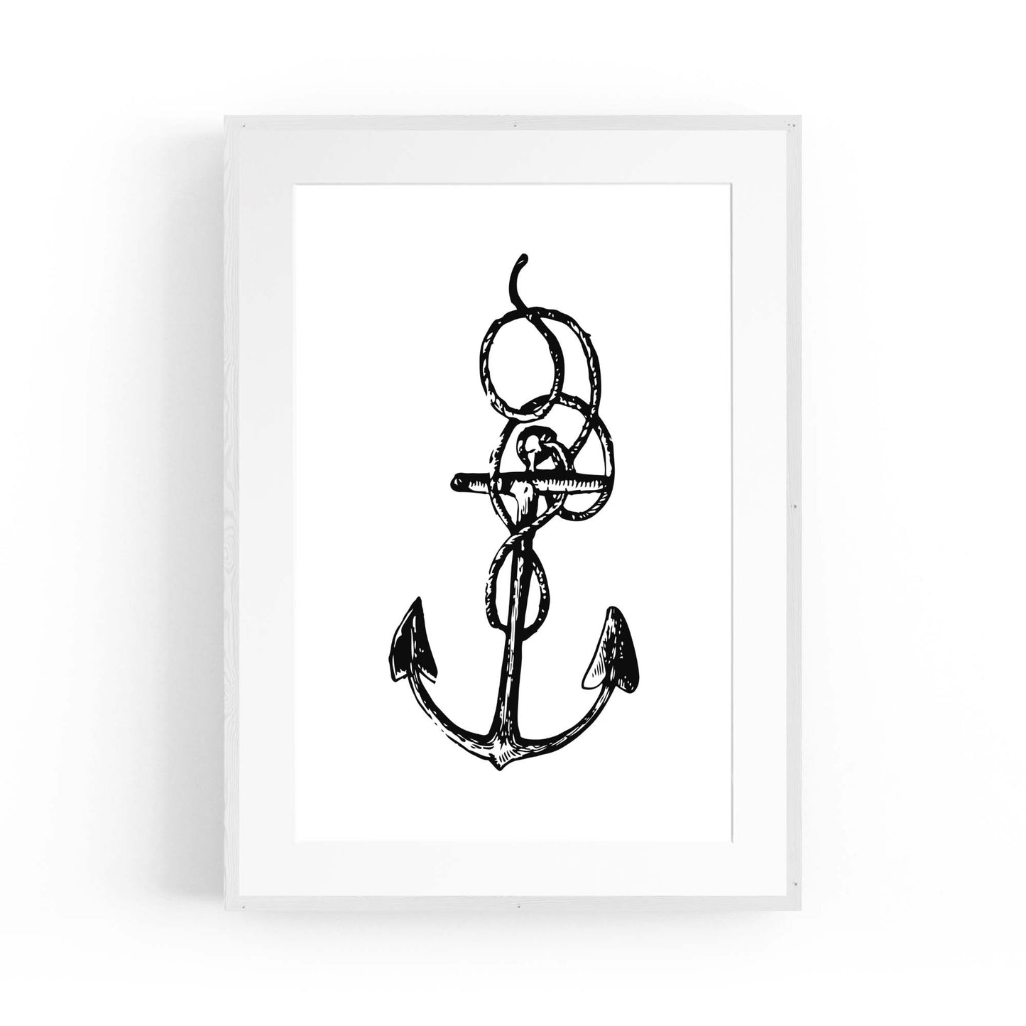 Anchor Drawing Nautical Coastal Bathroom Wall Art #1 - The Affordable Art Company