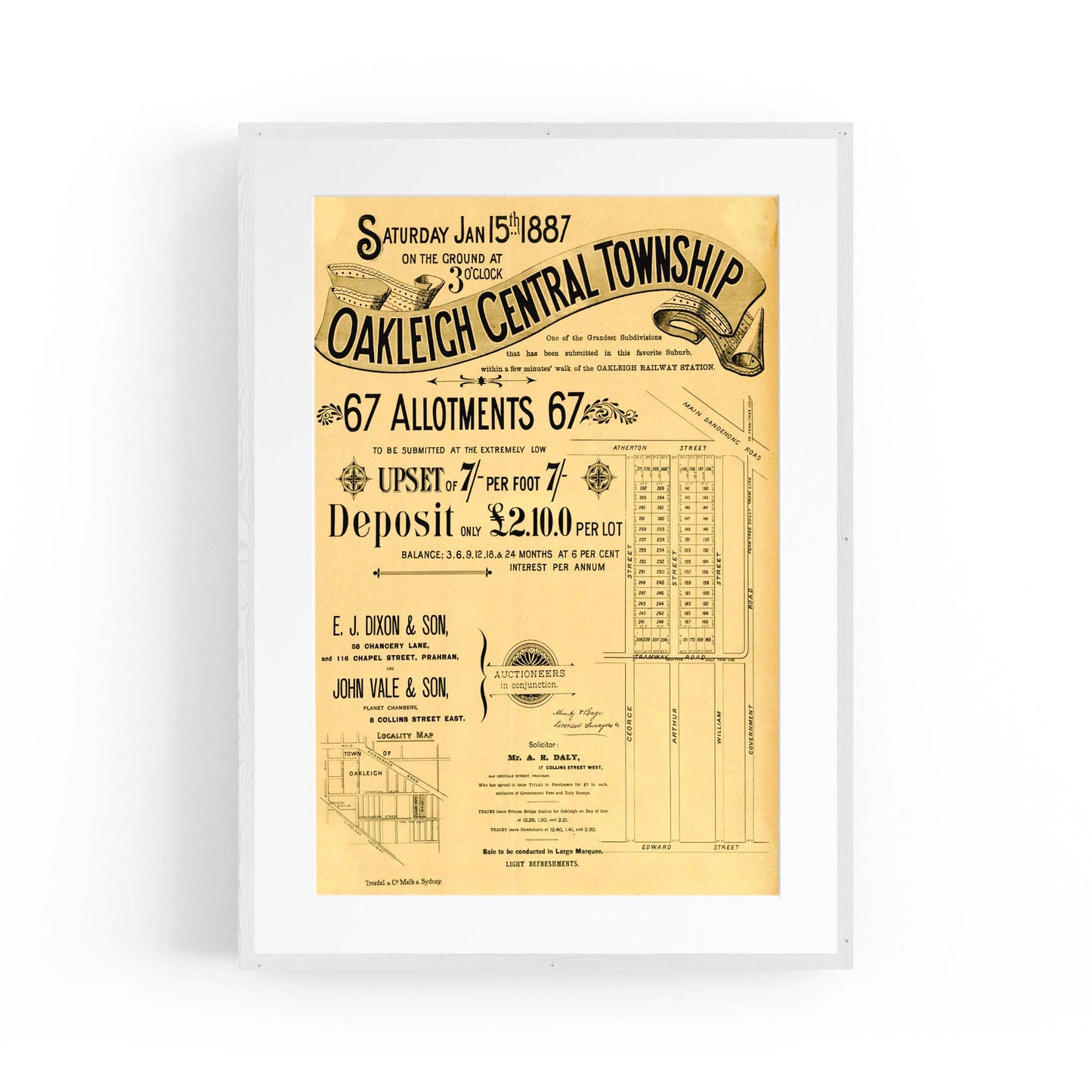 Oakleigh Melbourne Vintage Real Estate Advert Art #3 - The Affordable Art Company