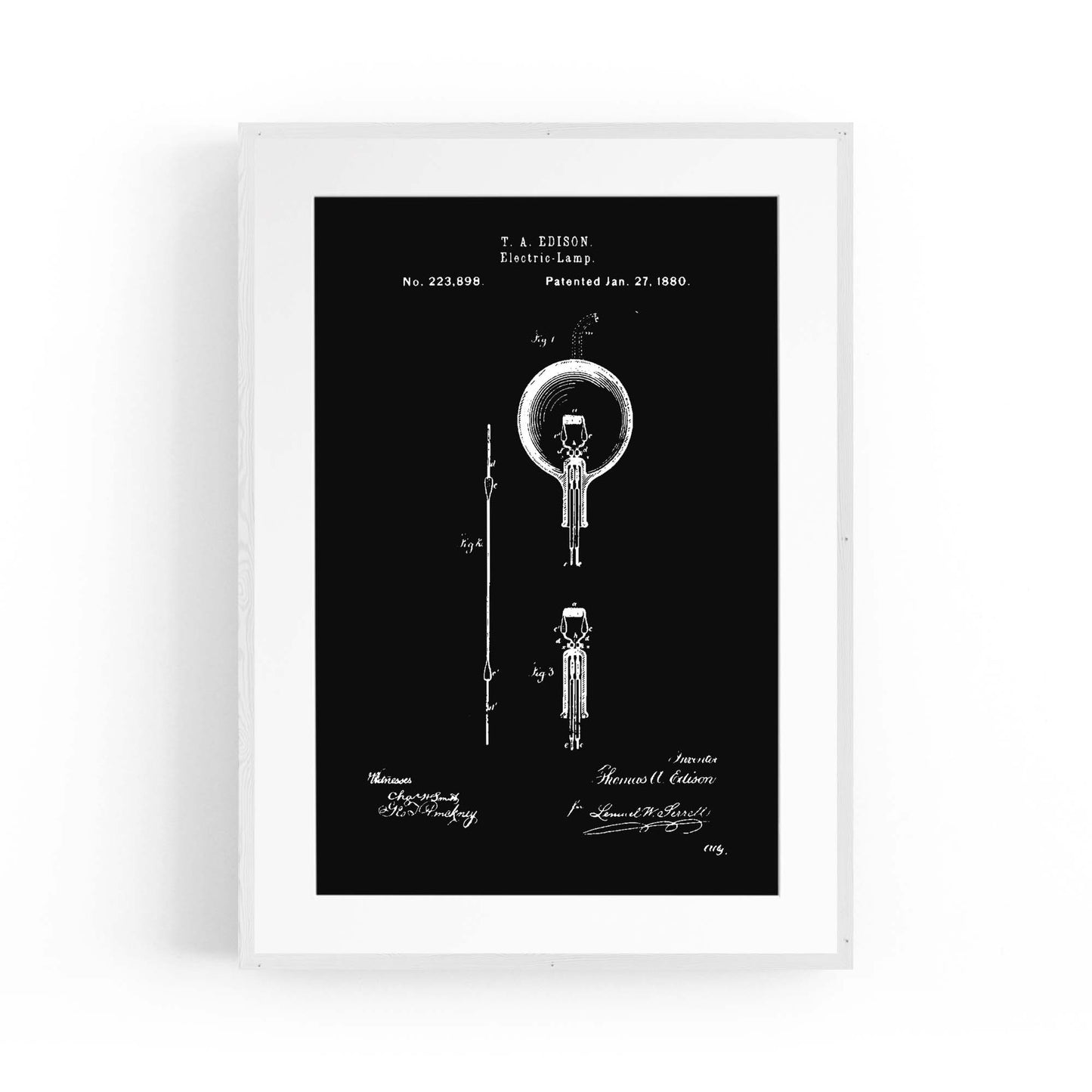 Vintage Edison Light Bulb Patent Wall Art #1 - The Affordable Art Company