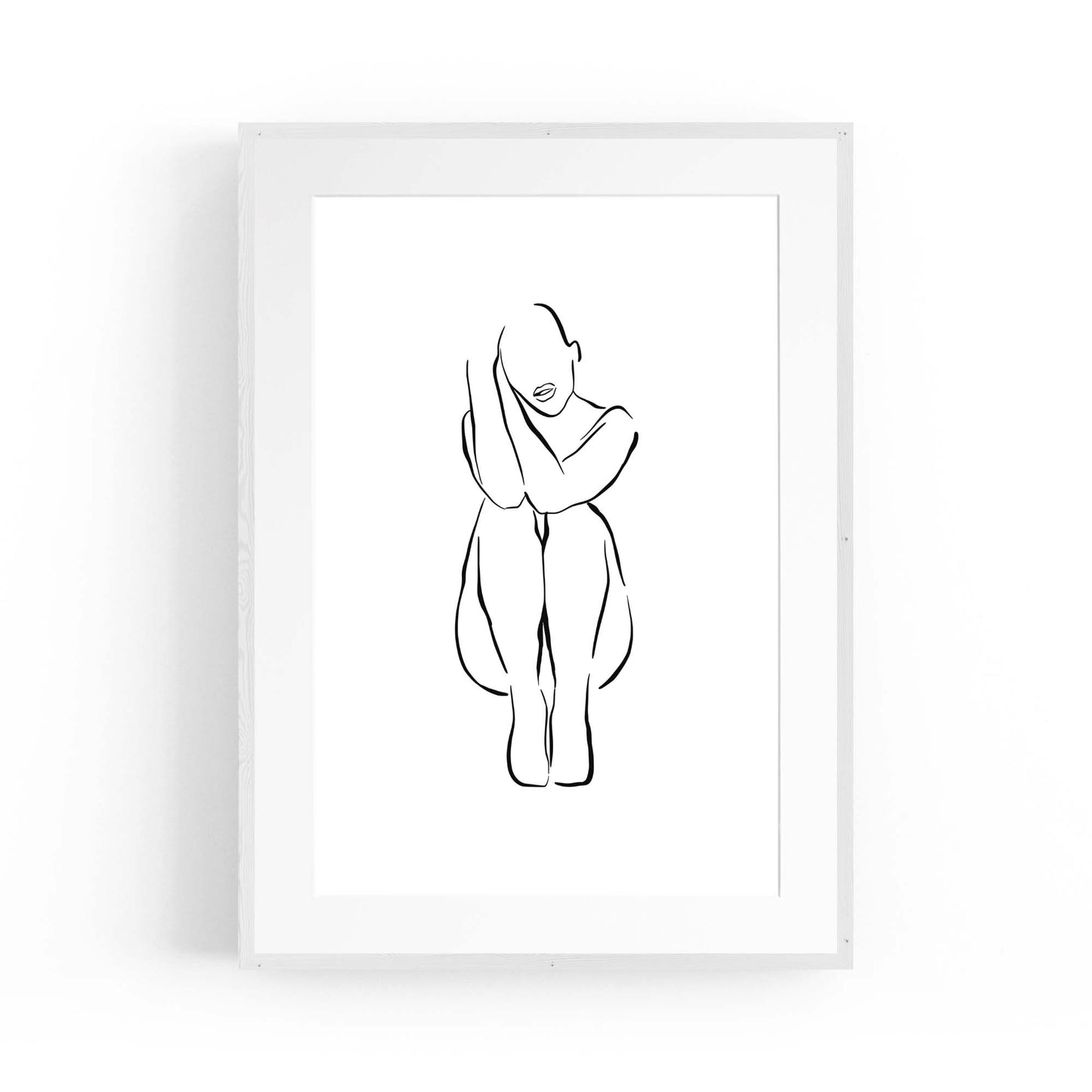 Posed Nude Female Body Minimal Drawing Wall Art #1 - The Affordable Art Company