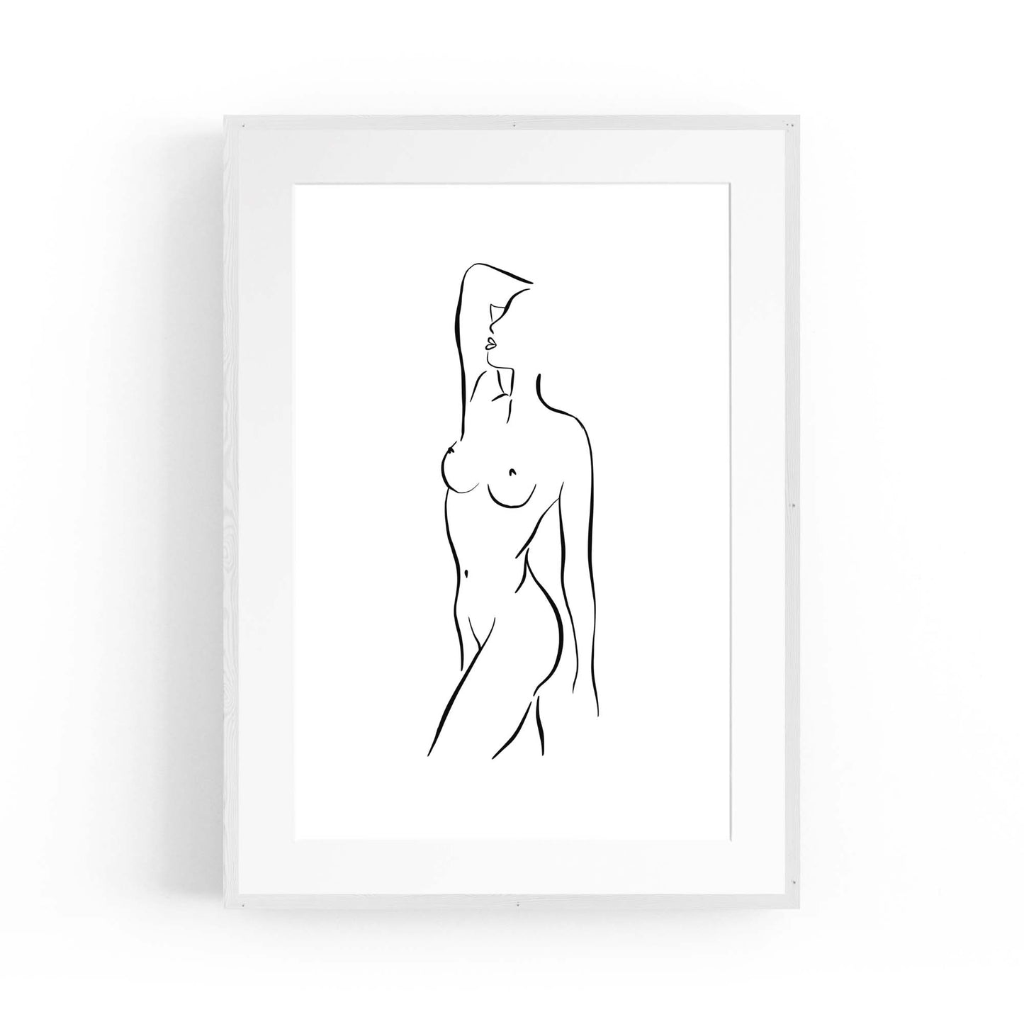 Posed Nude Female Body Minimal Drawing Wall Art #2 - The Affordable Art Company