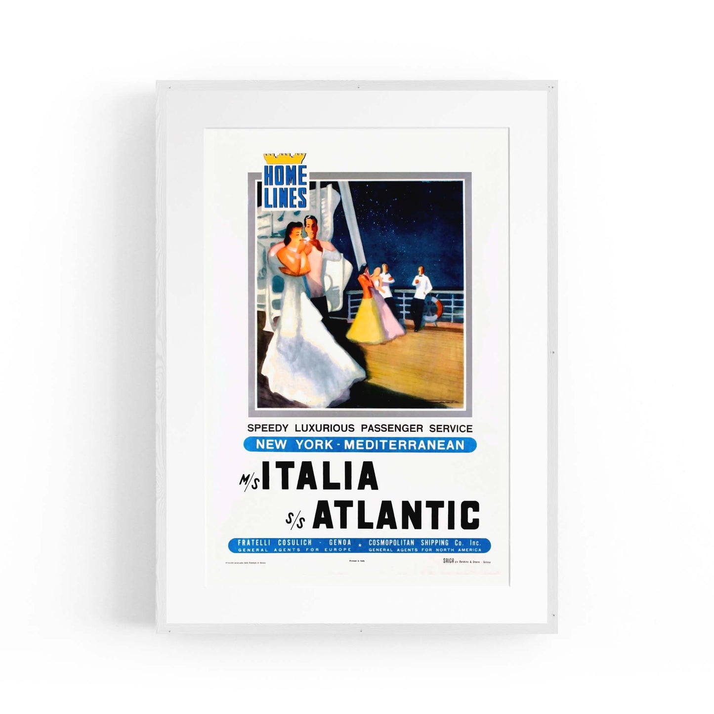 Italia Atlantic Vintage Travel Advert Wall Art - The Affordable Art Company