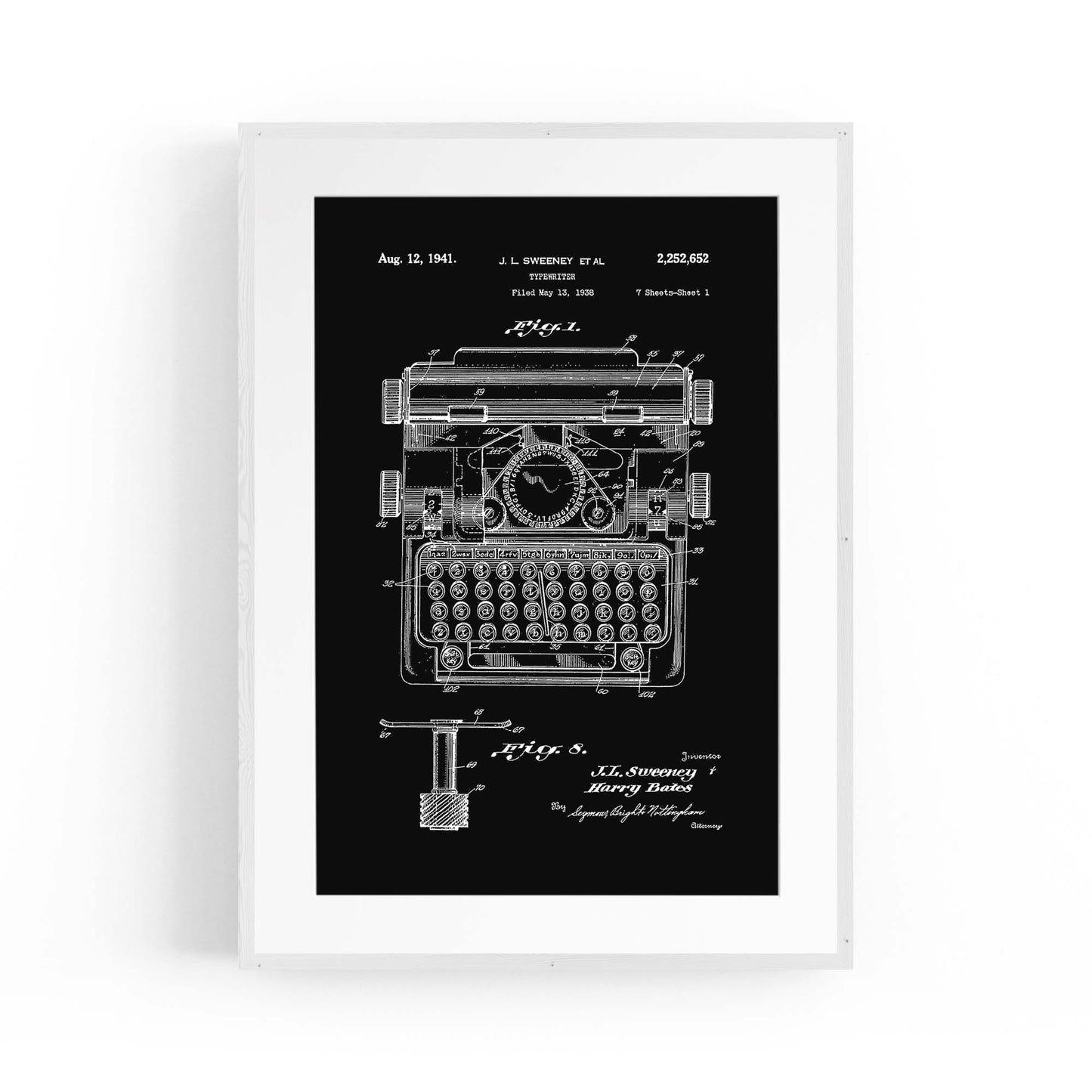 Vintage Typewriter Black Patent Wall Art #3 - The Affordable Art Company