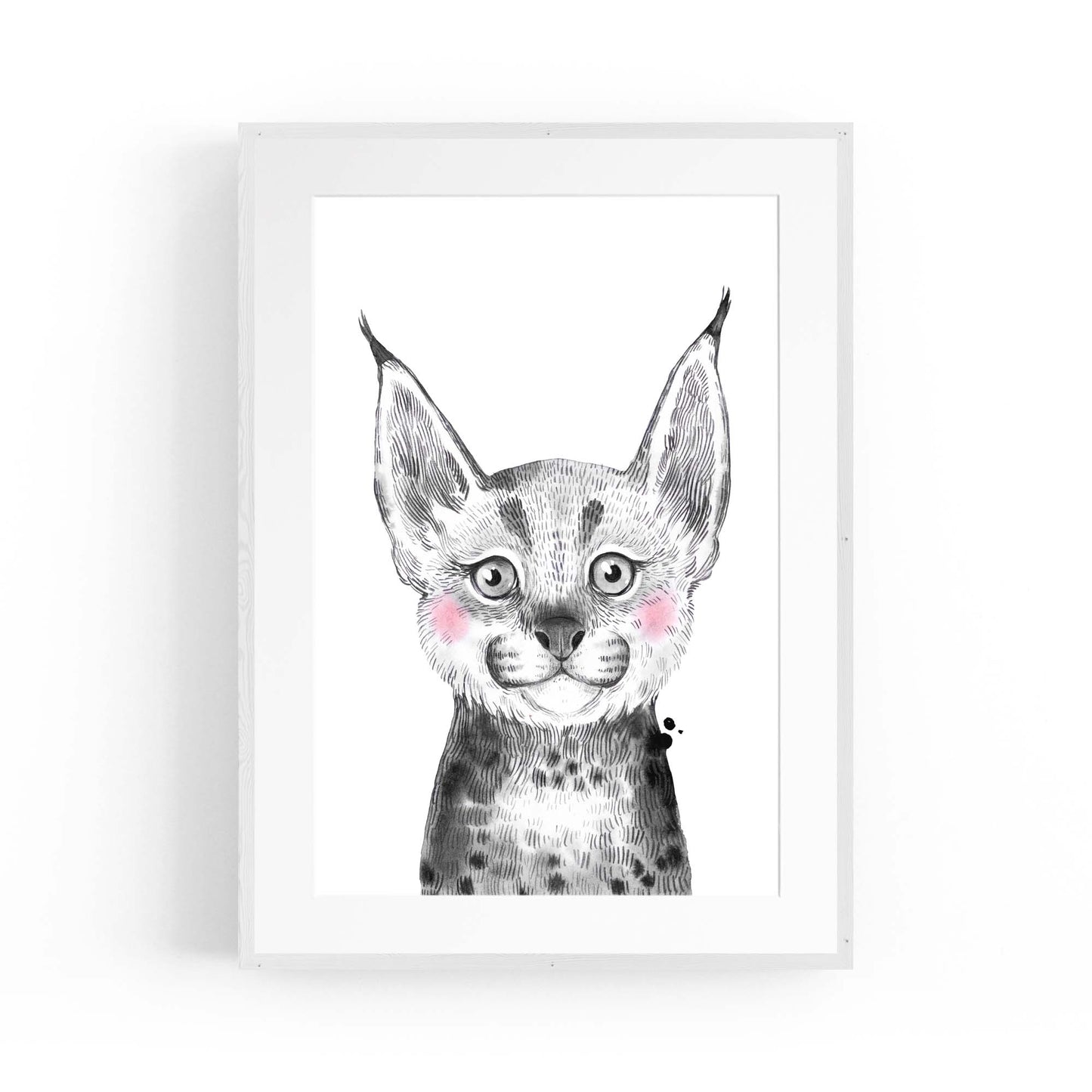 Cute Blushing Baby Bobcat Nursery Animal Wall Art - The Affordable Art Company