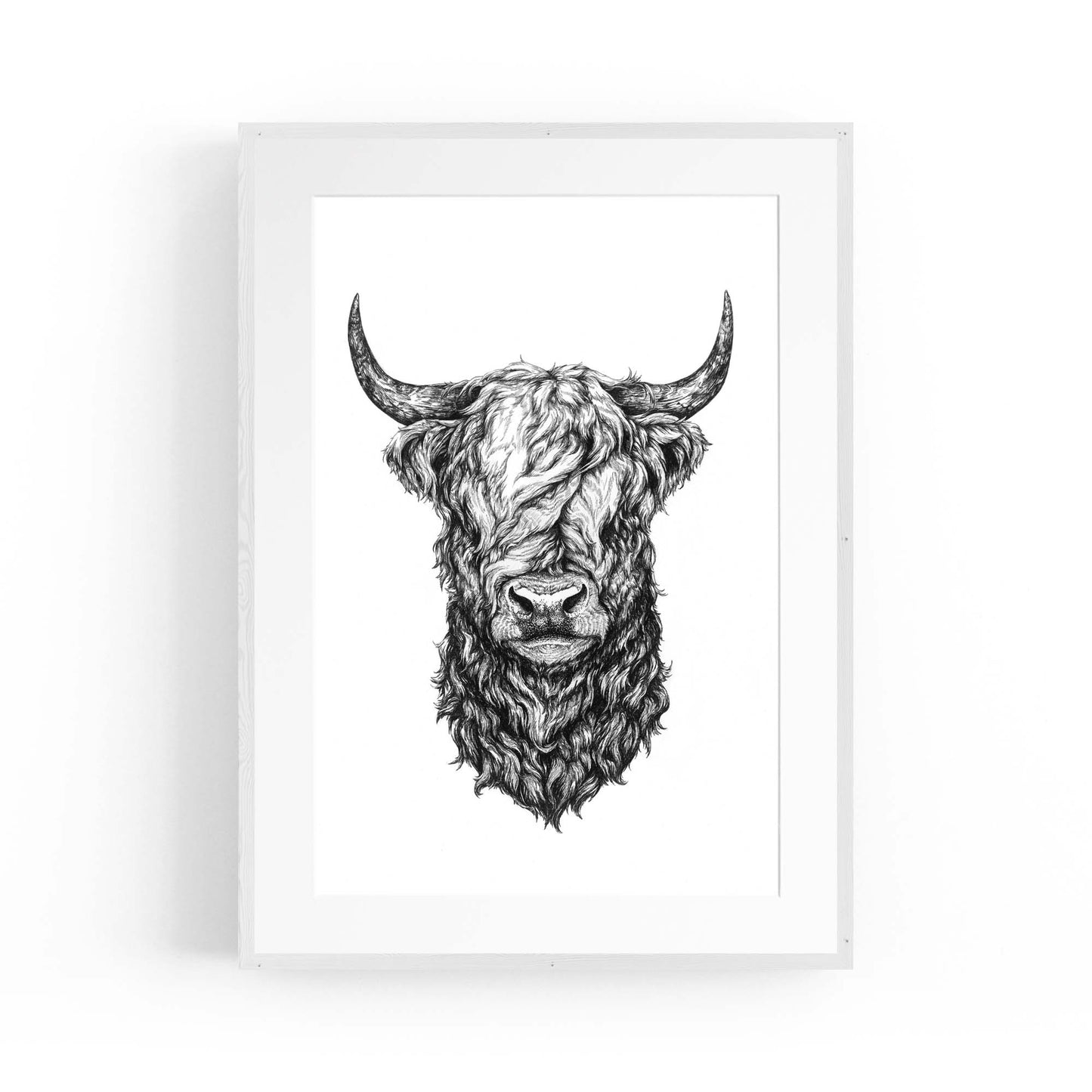 Highland Cow Detailed Head Drawing Wall Art - The Affordable Art Company