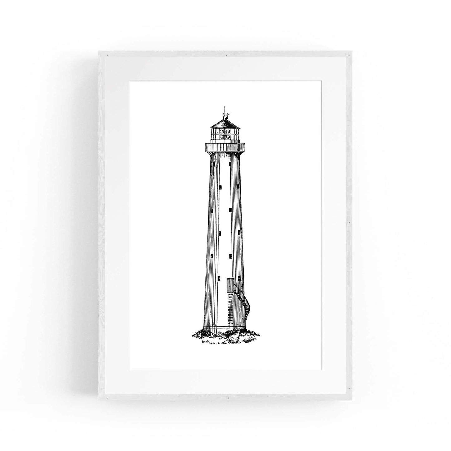 Lighthouse Coastal Drawing Nautical Wall Art - The Affordable Art Company