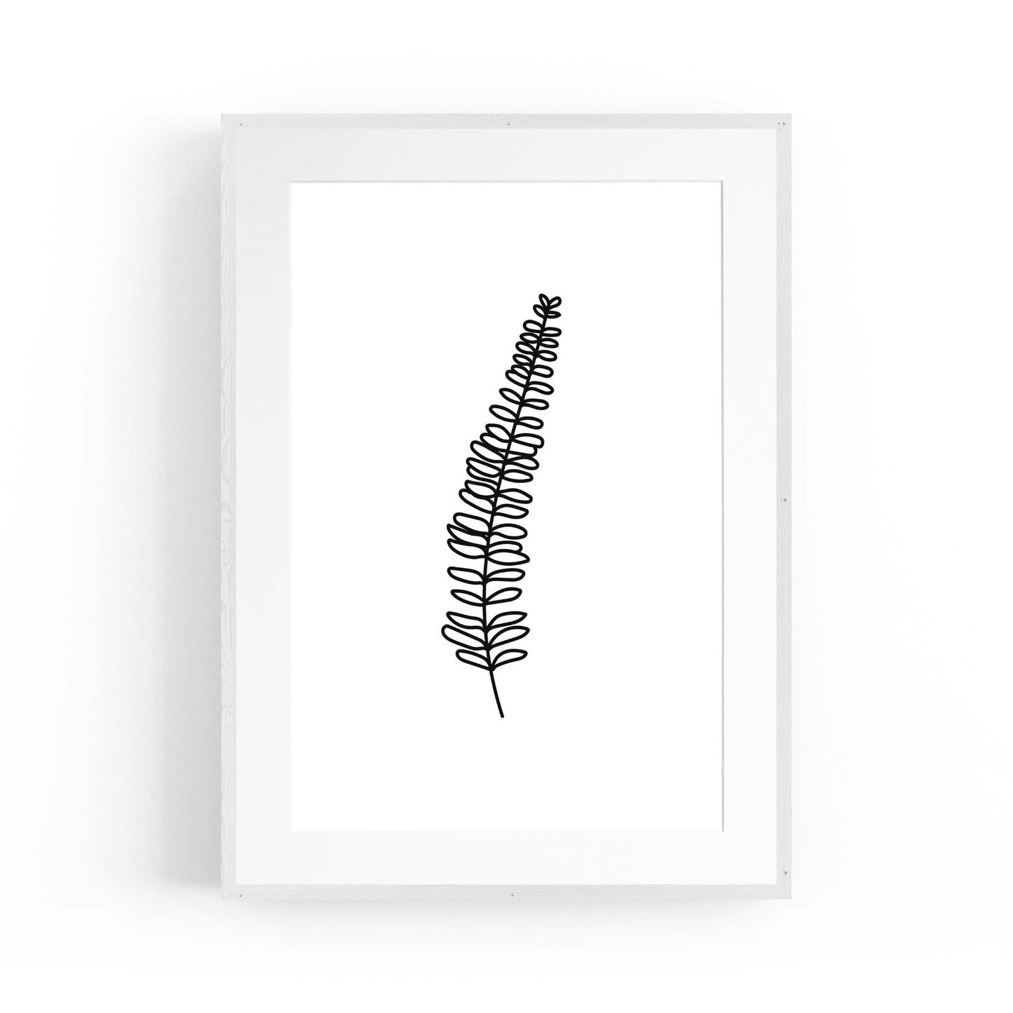 Fern Leave Minimal Line Nature Drawing Wall Art - The Affordable Art Company