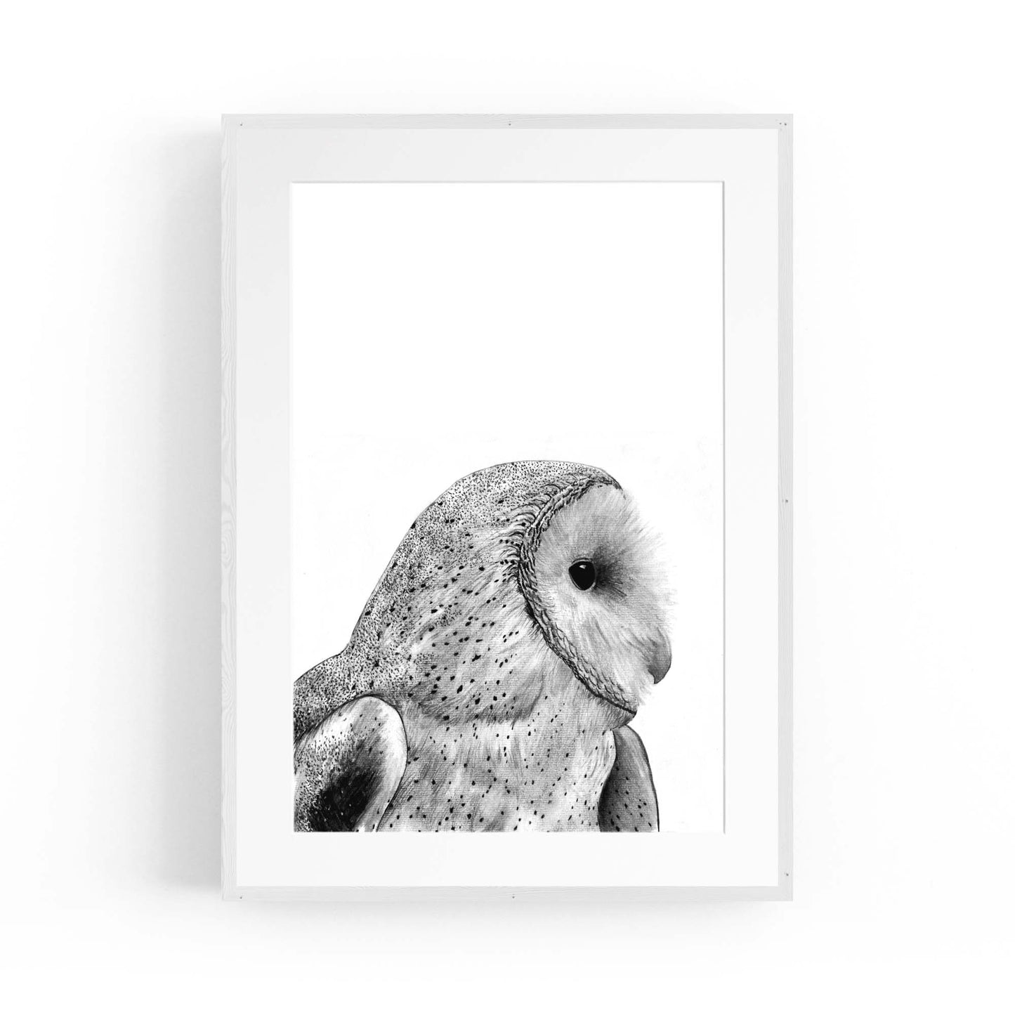 Owl Drawing Portrait Minimal Black Wall Art #1 - The Affordable Art Company