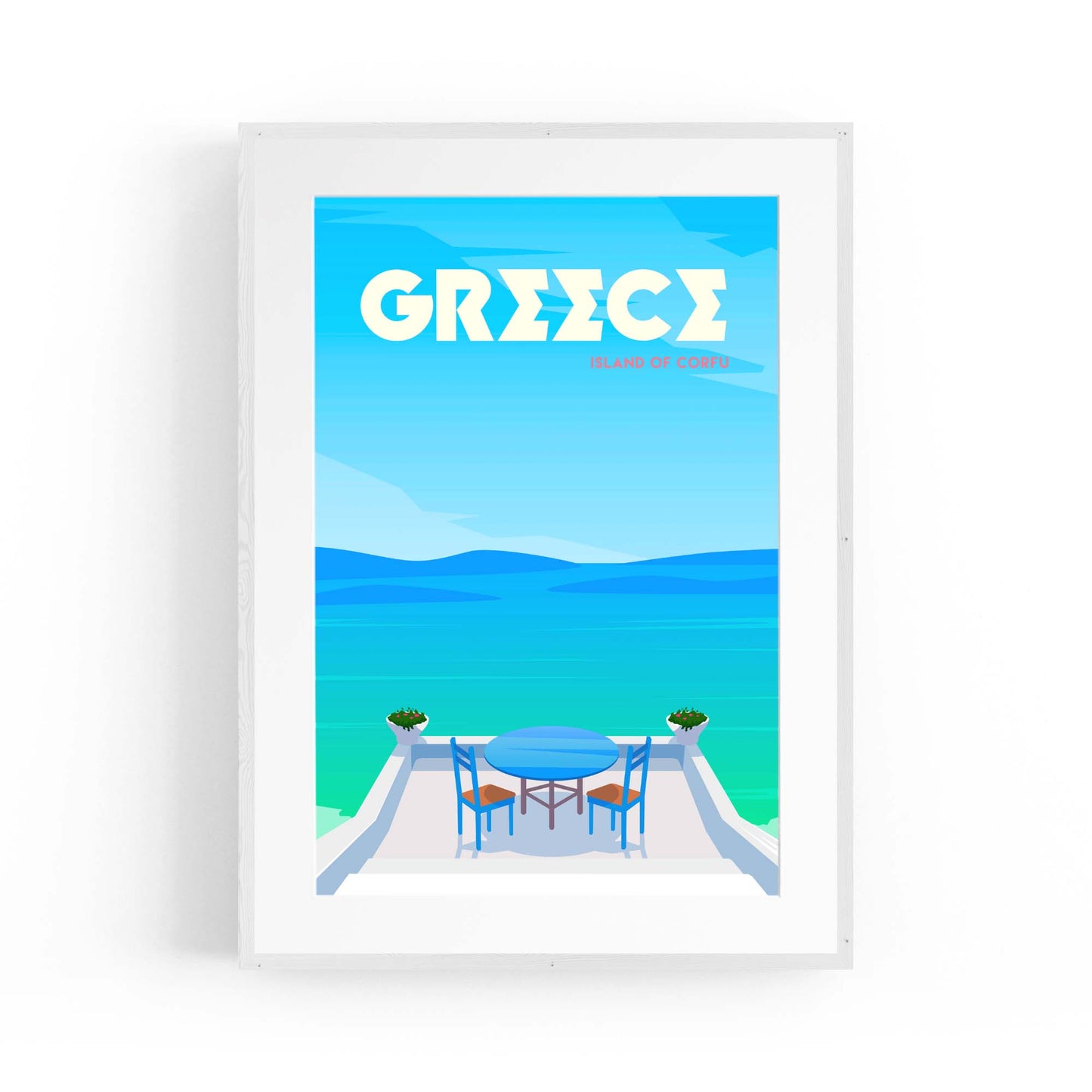 Retro Corfu Greece Travel Vintage Wall Art - The Affordable Art Company