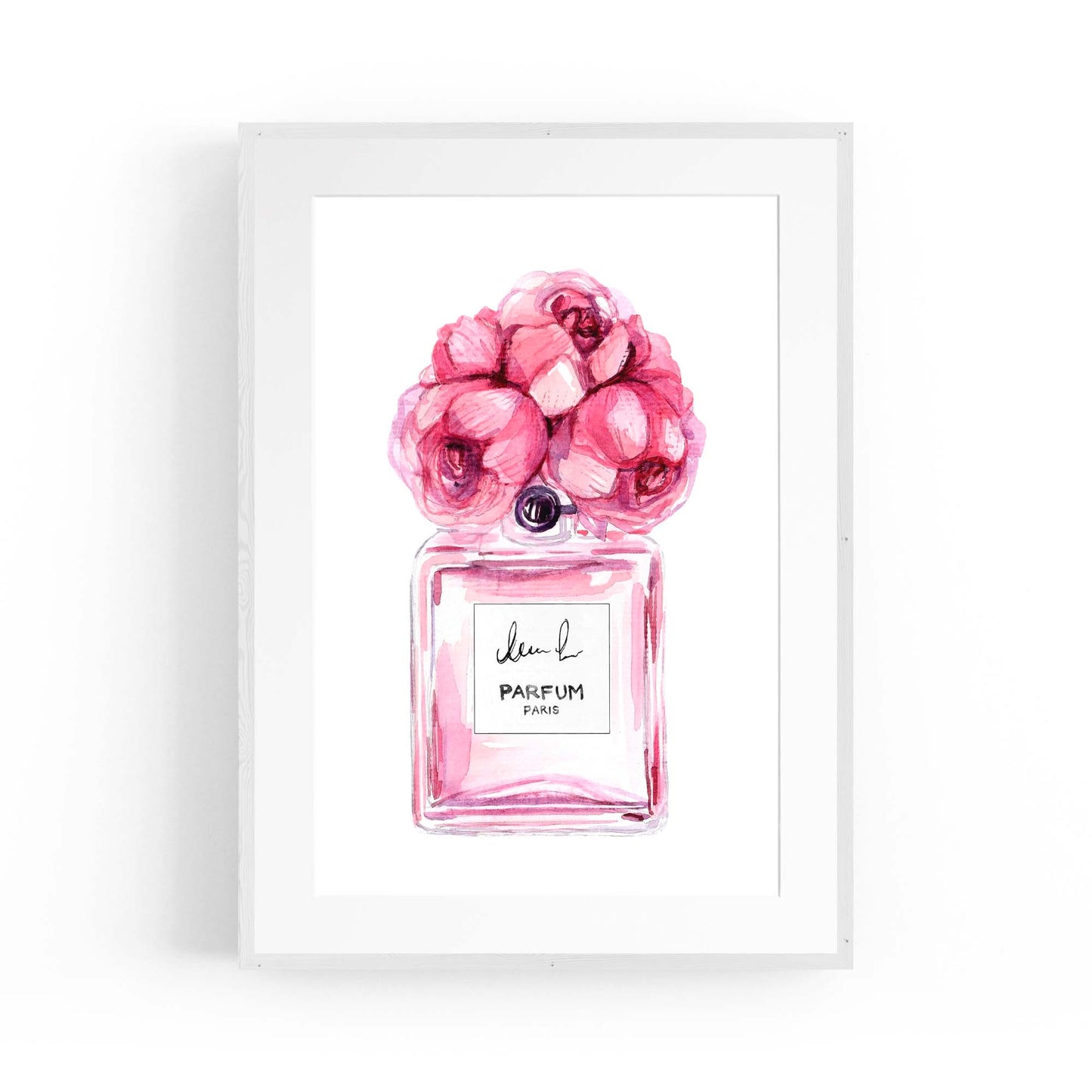 Pink Floral Perfume Bottle Fashion Flowers Wall Art #7 - The Affordable Art Company