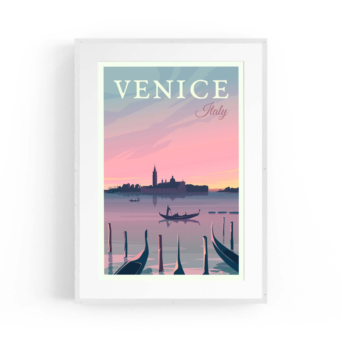 Retro Venice Italy Vintage Travel European Wall Art - The Affordable Art Company